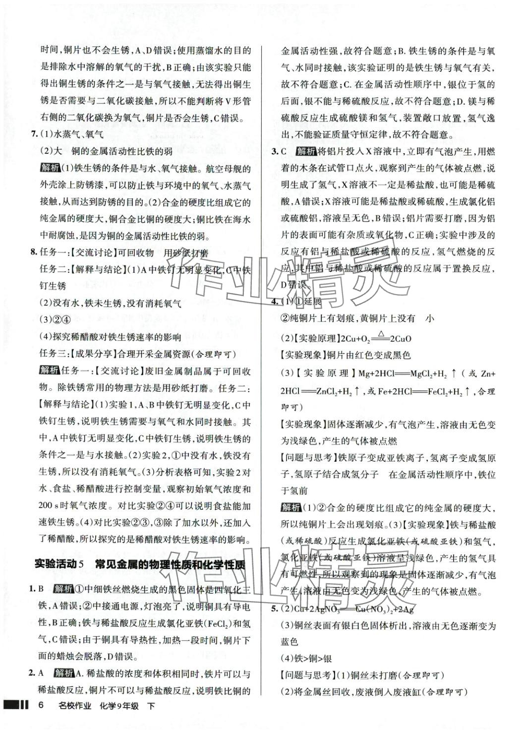 2025年名校作業(yè)九年級化學(xué)下冊人教版 第8頁