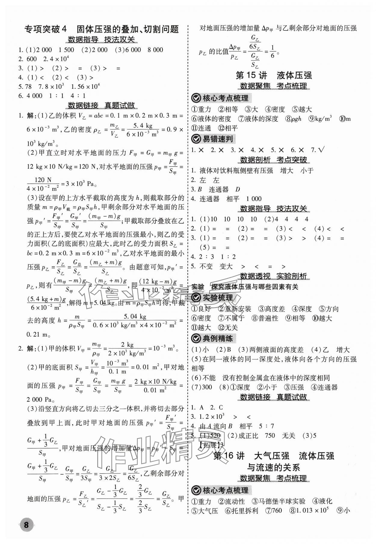 2024年中考大數(shù)據(jù)物理中考河北專版&nbsp;參考答案第8頁