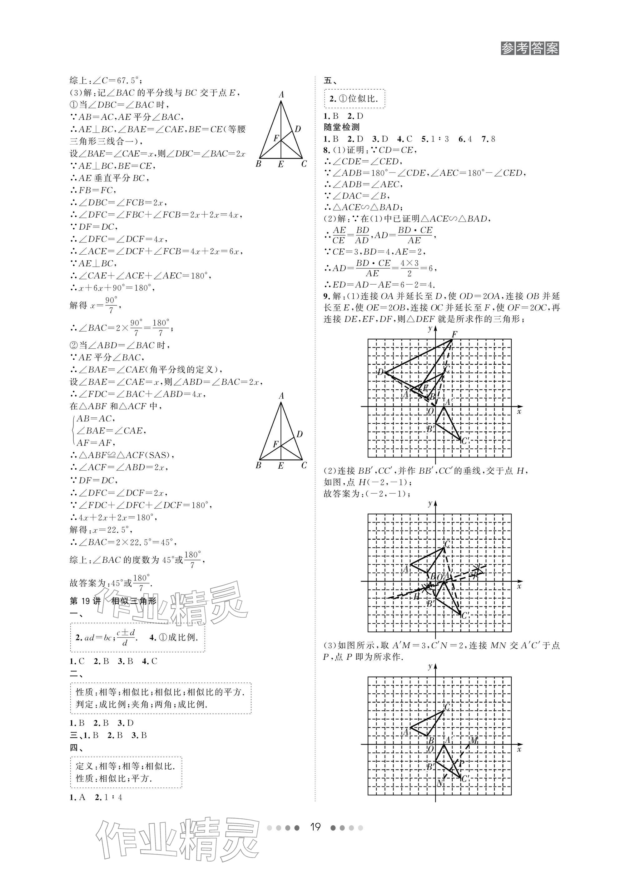 2026年春如金卷中考数学总复习&nbsp;参考答案第19页