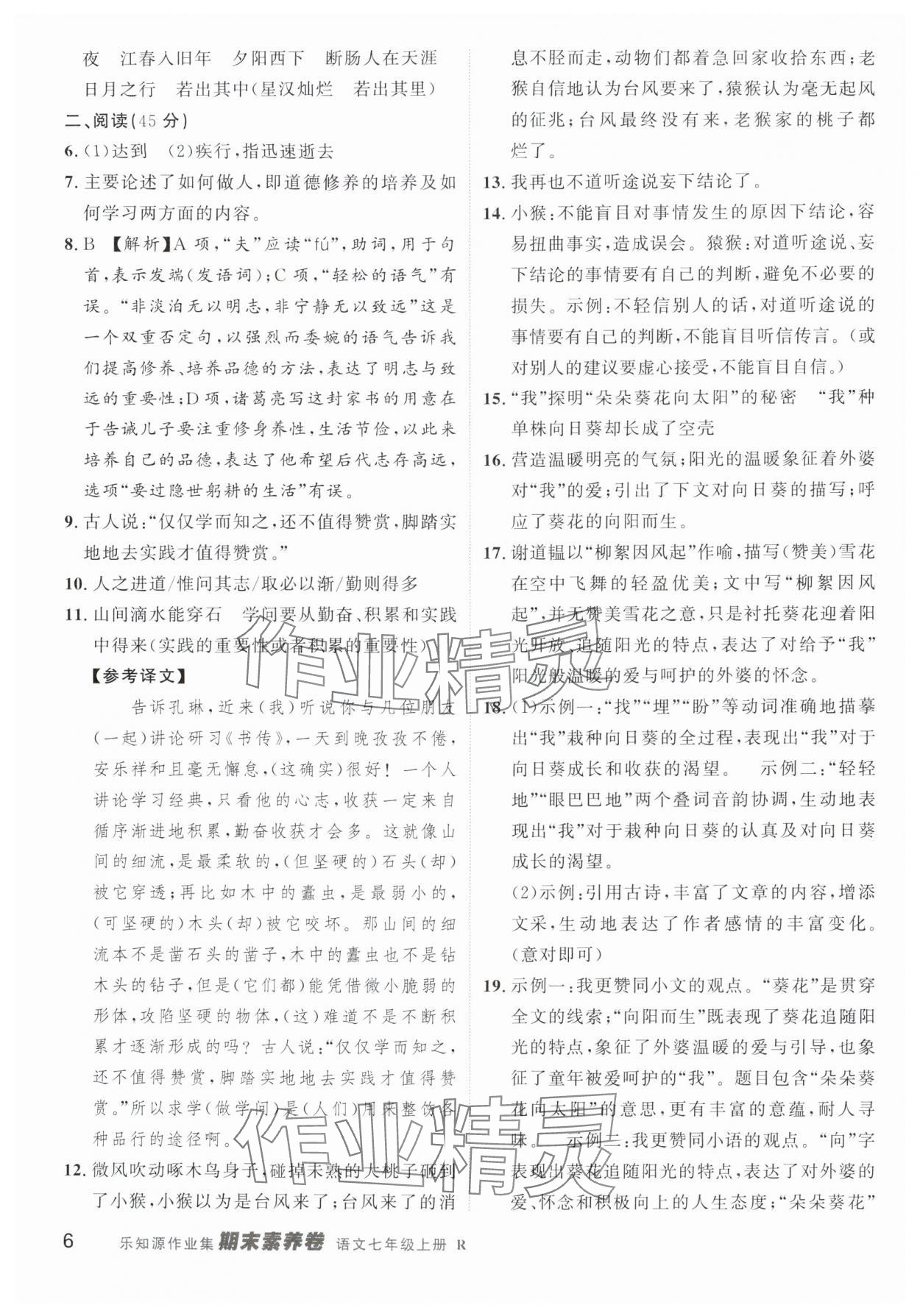 2024年樂(lè)知源作業(yè)集期末素養(yǎng)卷七年級(jí)語(yǔ)文上冊(cè)人教版 第6頁(yè)