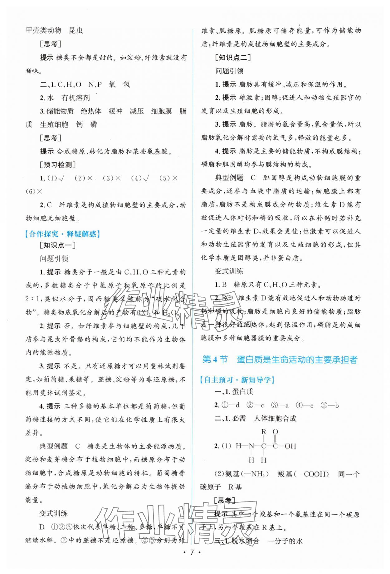 2023年高中同步測(cè)控優(yōu)化設(shè)計(jì)生物必修1分子與細(xì)胞增強(qiáng)版 參考答案第6頁