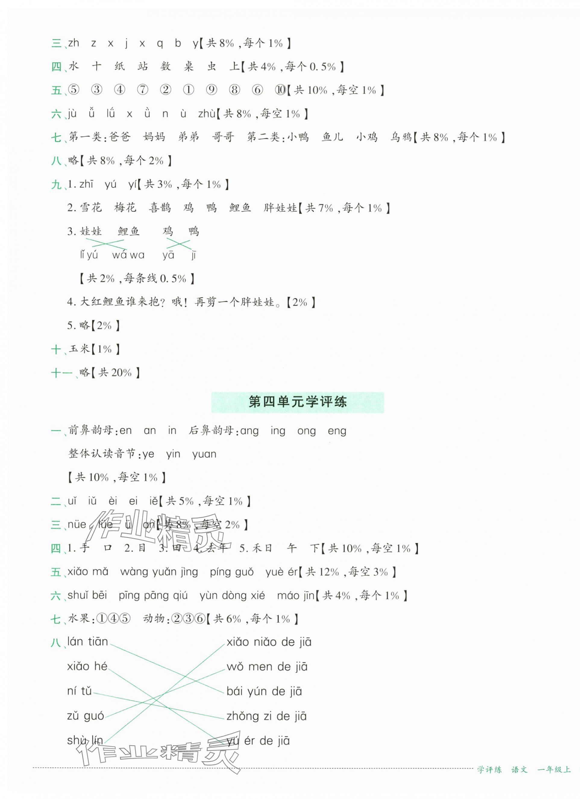 2024年学评练一年级语文上册人教版&nbsp;第3页