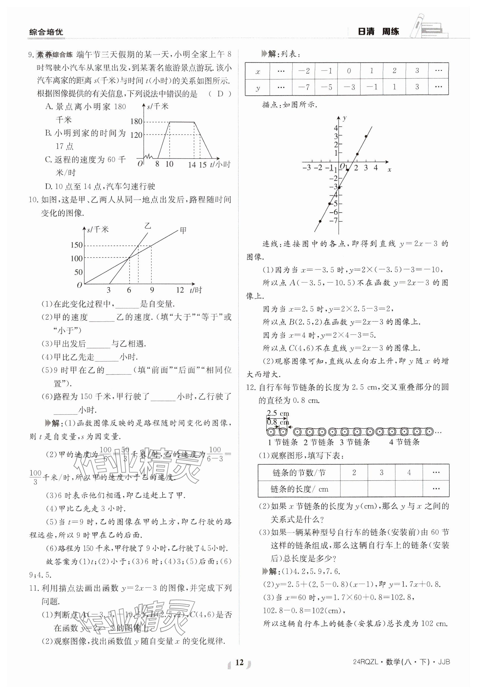 2024年日清周練八年級數(shù)學下冊冀教版 參考答案第12頁