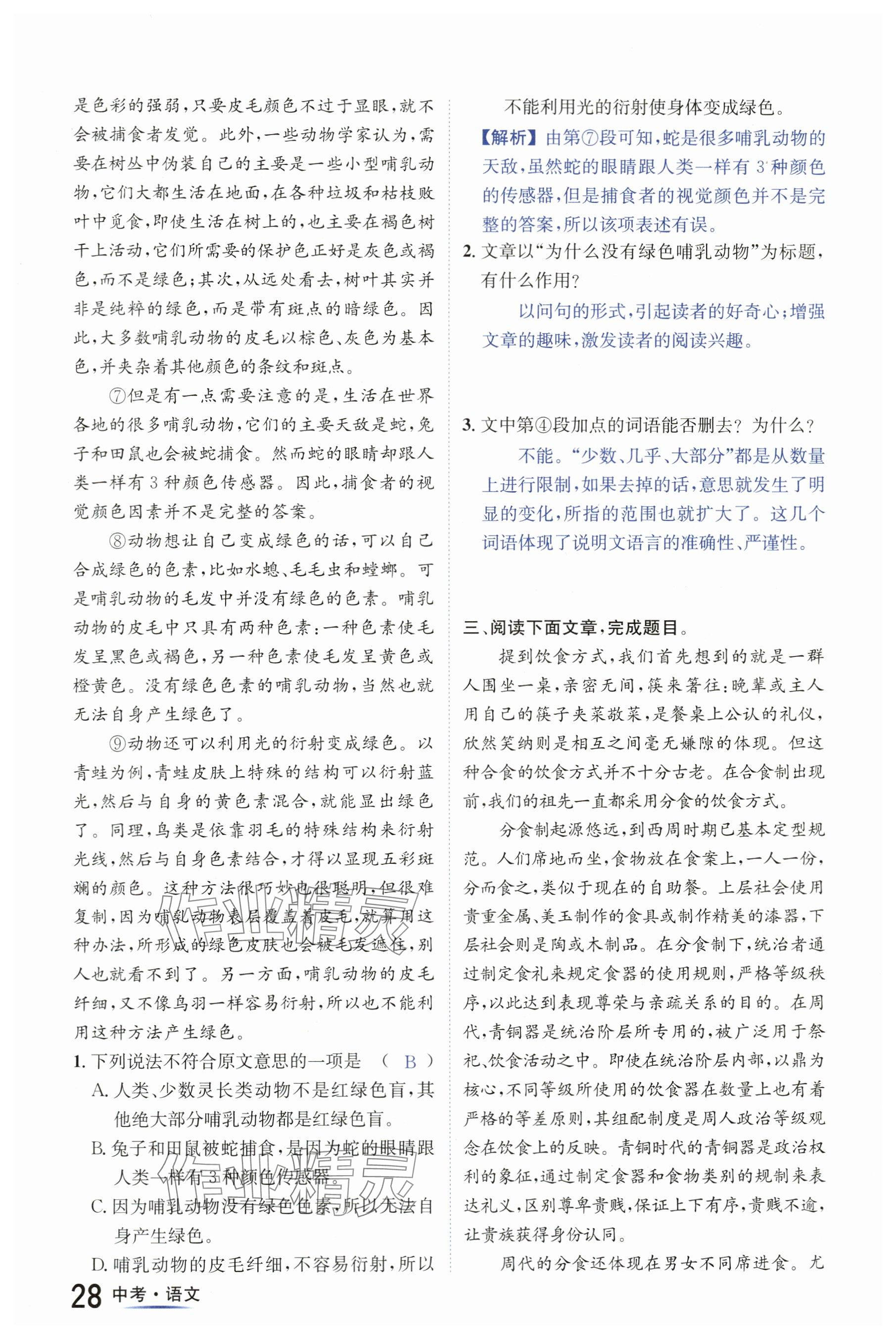 2024年國華圖書中考拐點(diǎn)語文南充專版 參考答案第28頁