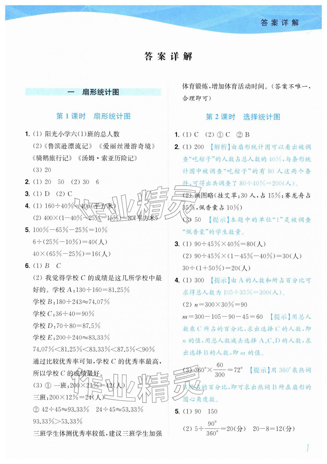 2026年小题狂做培优作业本六年级数学下册苏教版&nbsp;参考答案第1页