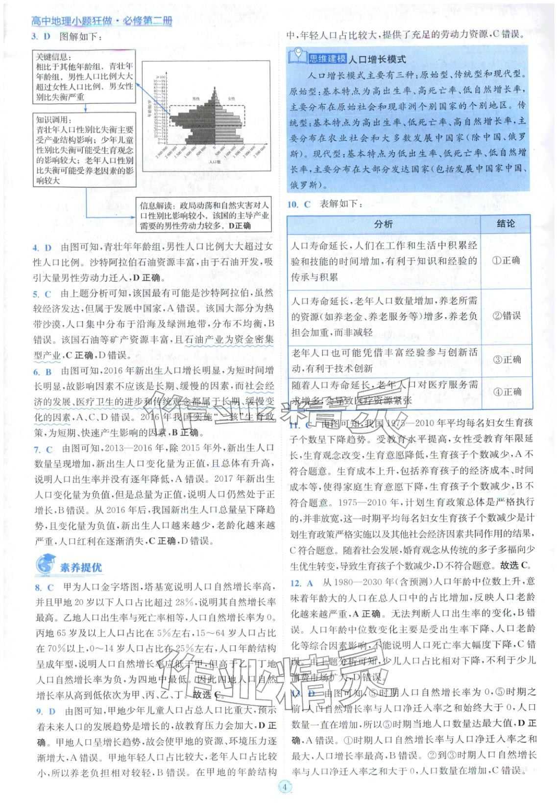 2025年小题狂做高中地理必修第二册人教版 参考答案第4页