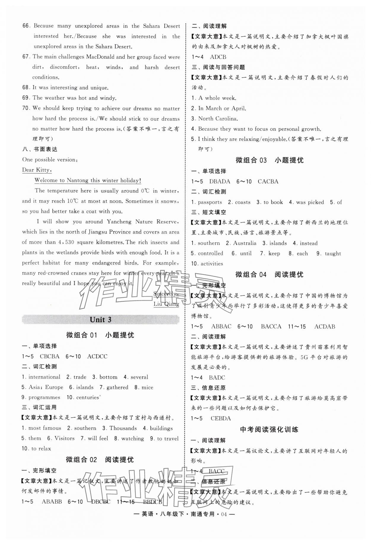 2025年學(xué)霸組合訓(xùn)練八年級(jí)英語下冊(cè)譯林版南通專版 第4頁