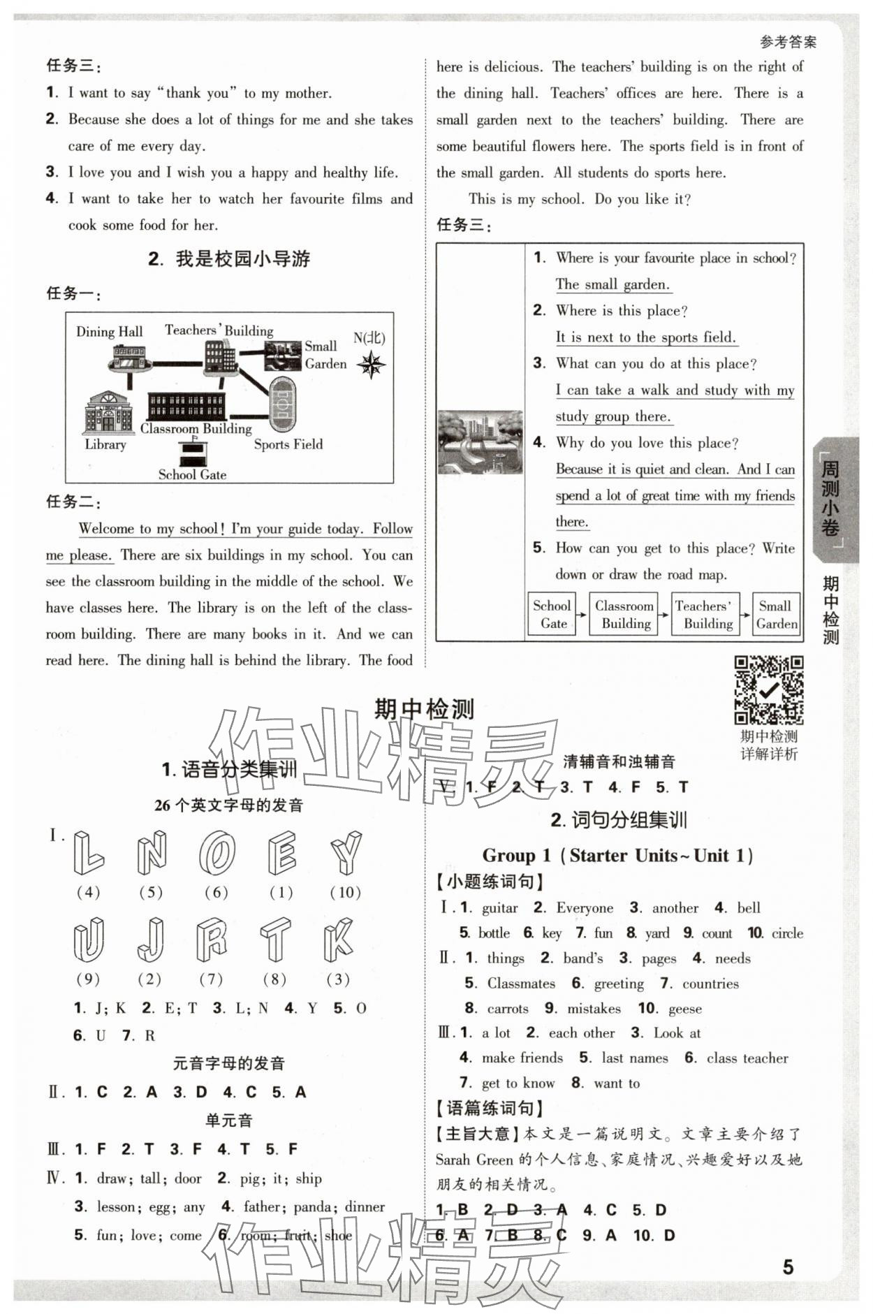 2025年萬(wàn)唯中考大小卷七年級(jí)英語(yǔ)上冊(cè)人教版 參考答案第5頁(yè)
