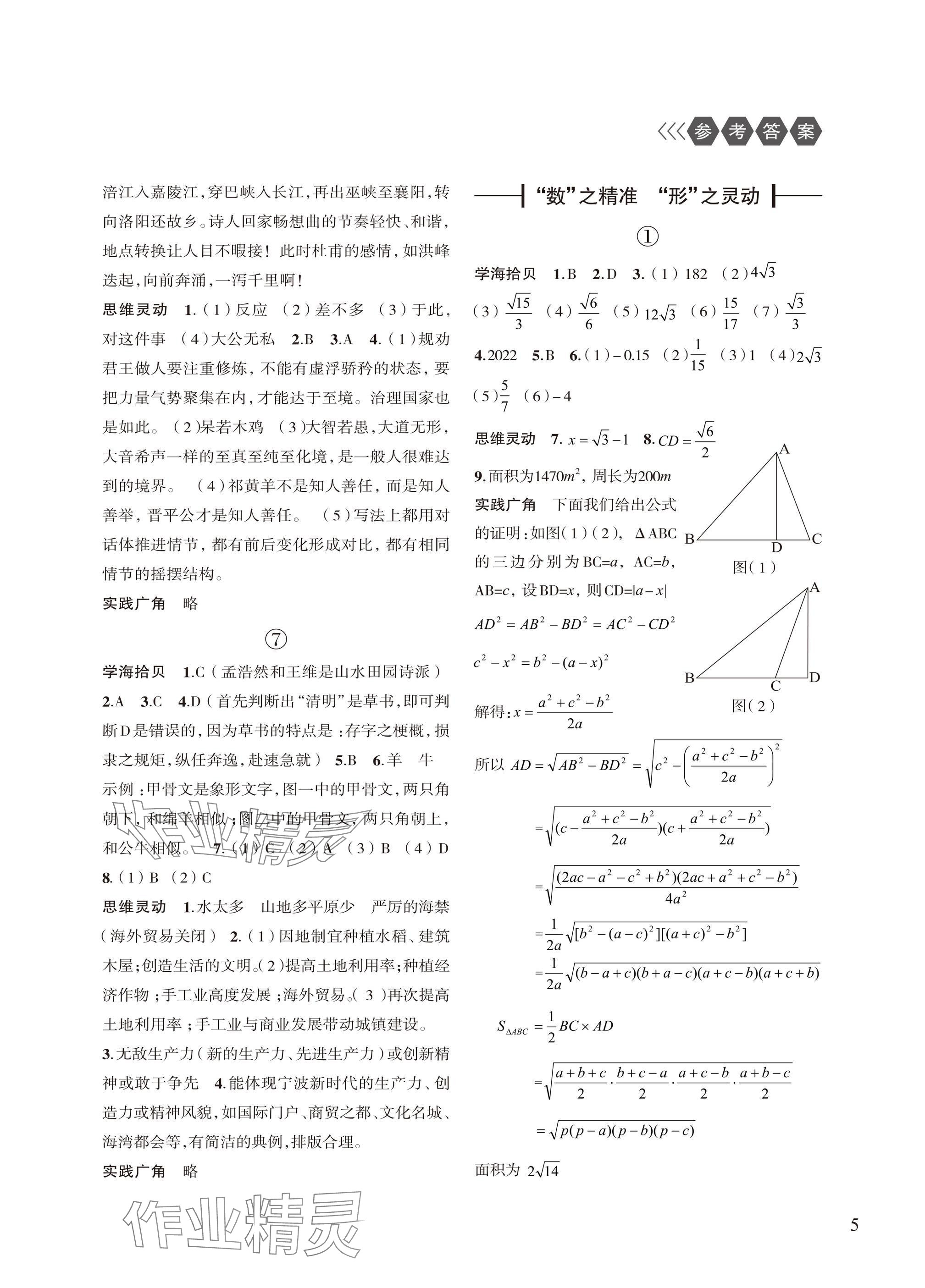 2025年暑假學(xué)習(xí)樂園浙江科學(xué)技術(shù)出版社八年級 參考答案第5頁