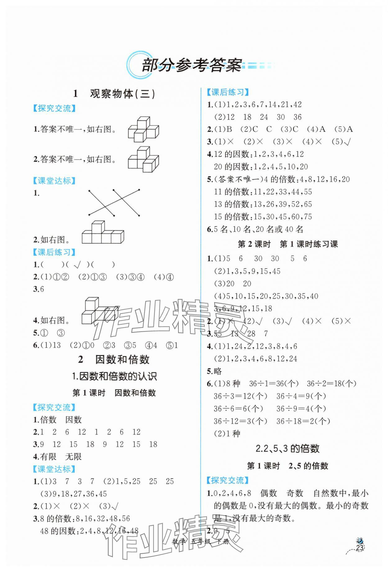 2024年人教金学典同步解析与测评五年级数学下册人教版云南专版 第1页