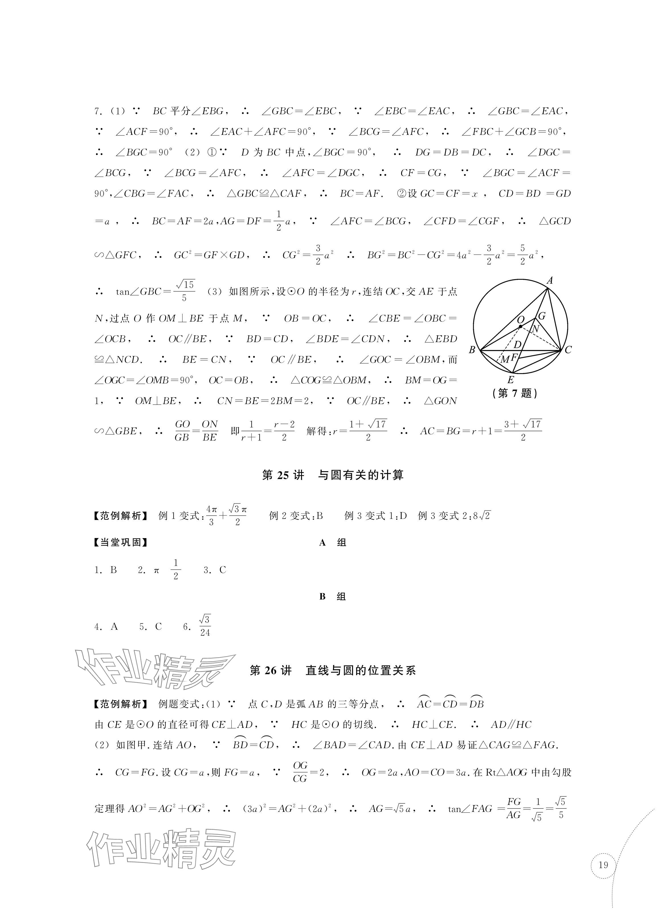2024年單元學(xué)習(xí)指導(dǎo)與練習(xí)復(fù)習(xí)資源中考數(shù)學(xué) 參考答案第19頁(yè)