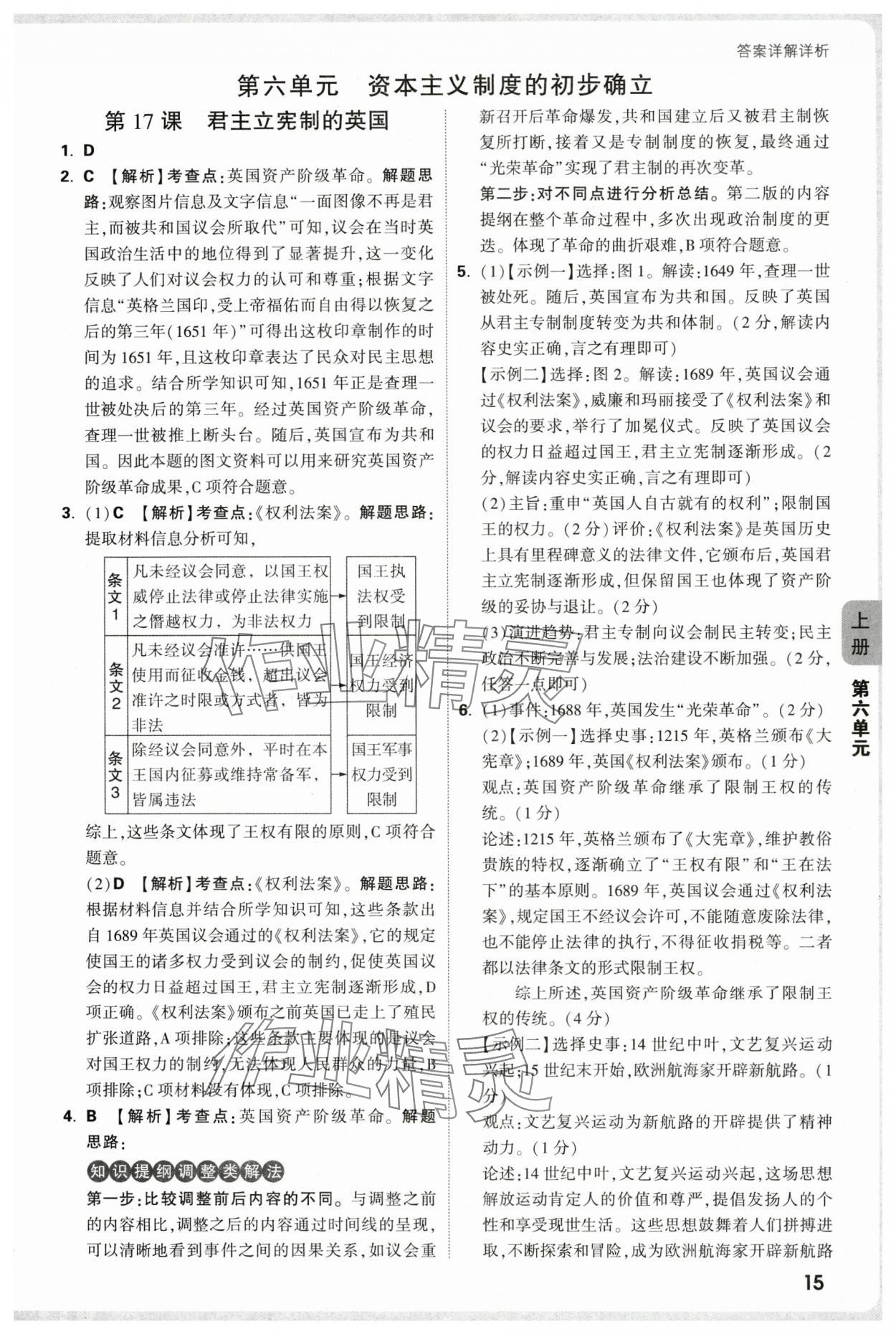 2025年萬唯中考情境題九年級歷史全一冊人教版 參考答案第15頁