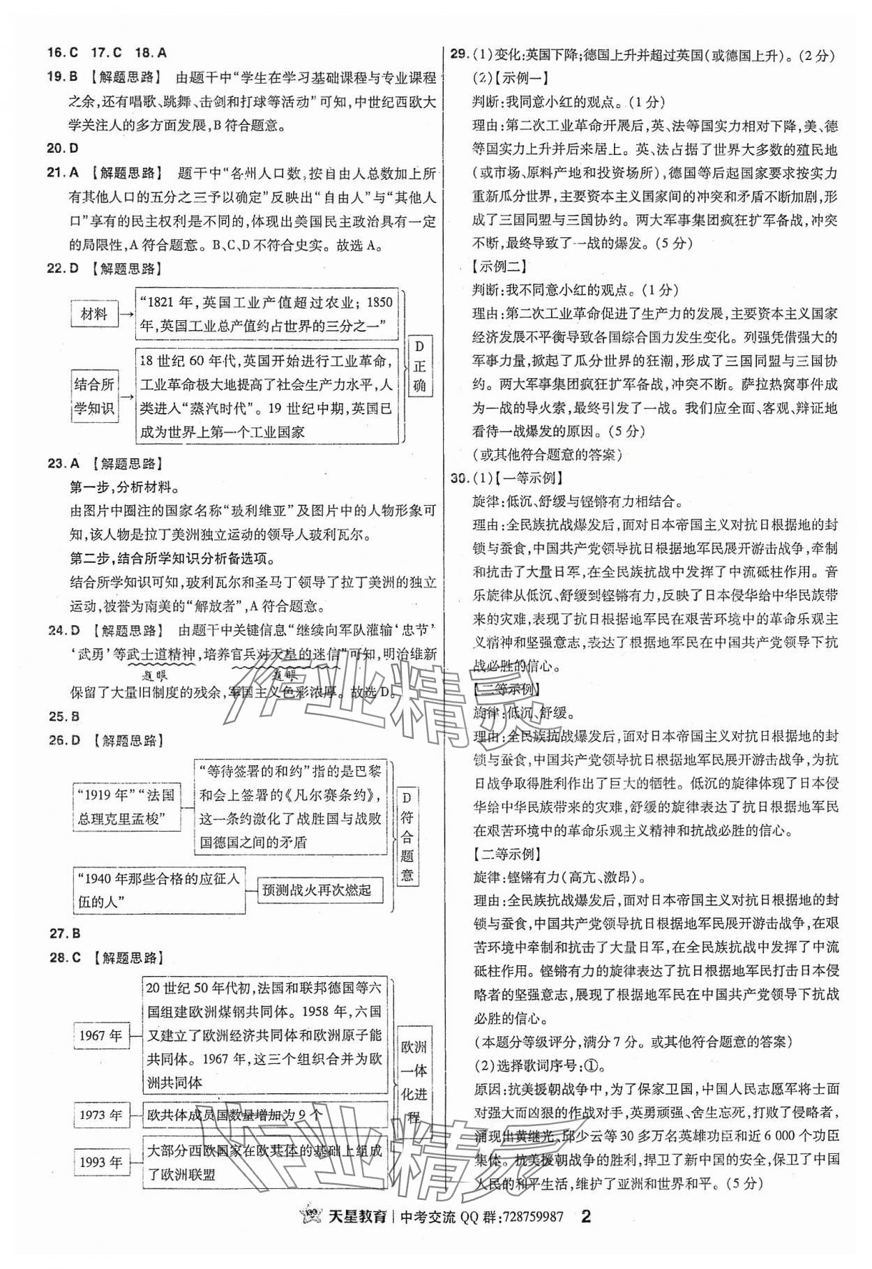 2024年金考卷福建中考45套匯編歷史 參考答案第2頁