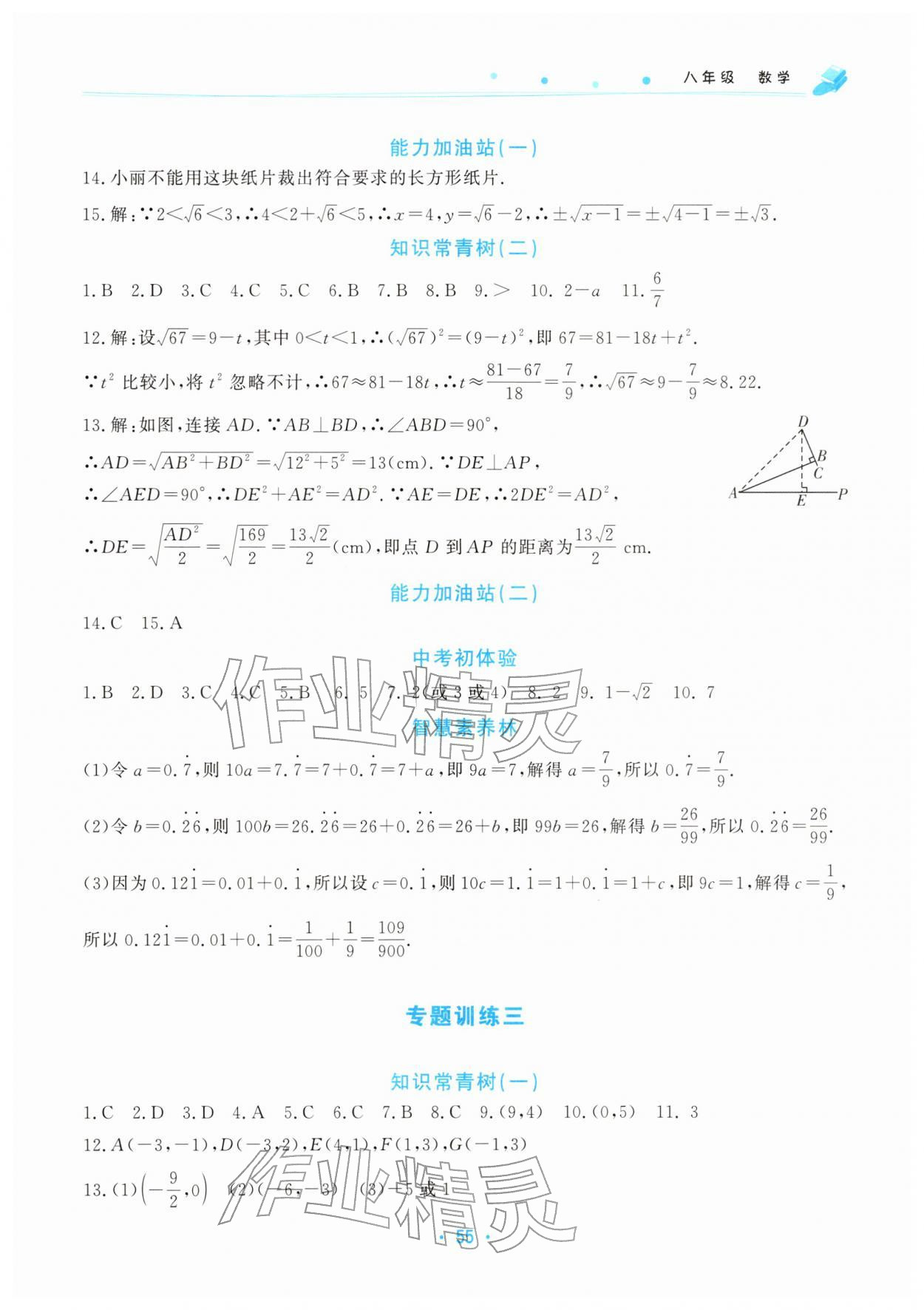2026年寒假作業(yè)北京教育出版社八年級數(shù)學(xué)北師大版&nbsp;參考答案第2頁