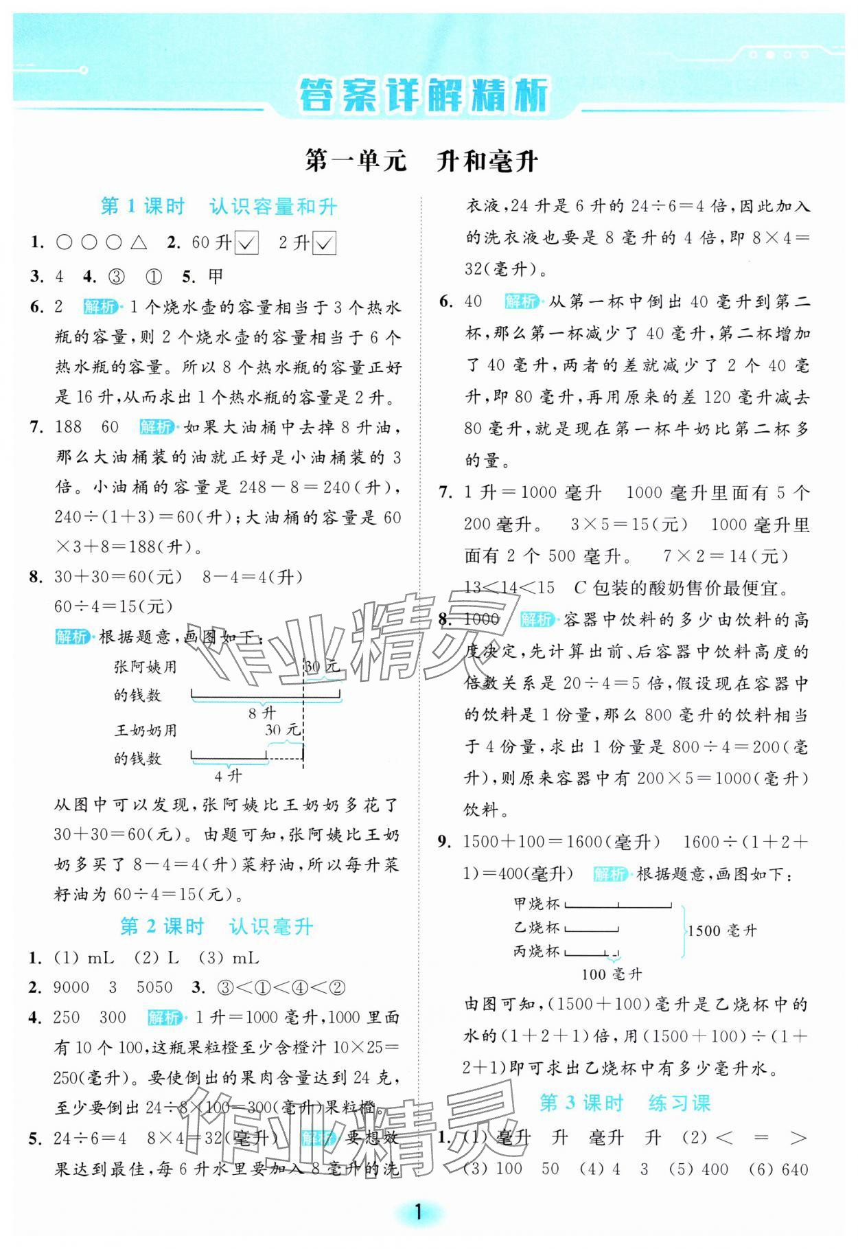 2023年亮點給力全優(yōu)練霸四年級數(shù)學(xué)上冊蘇教版 參考答案第1頁