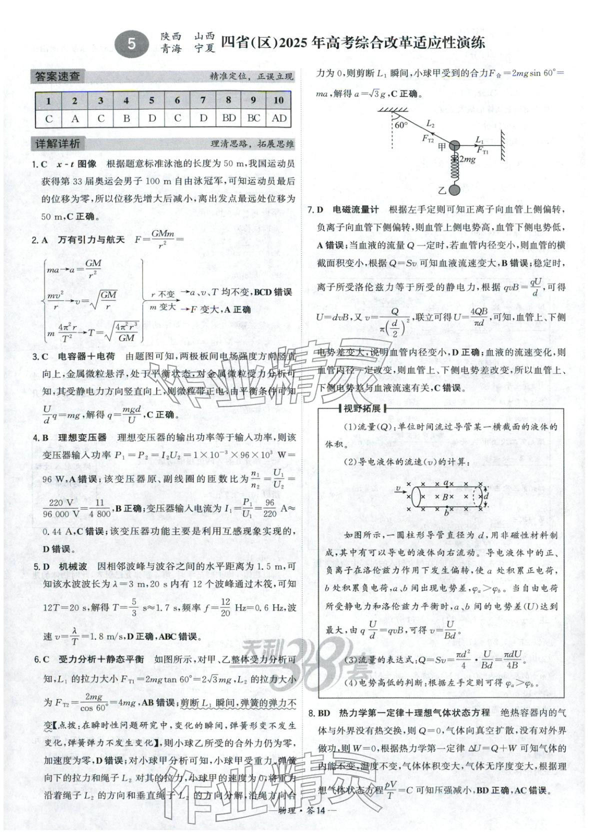 2026年高考模拟试题汇编高中物理全一册通用版&nbsp;参考答案第14页