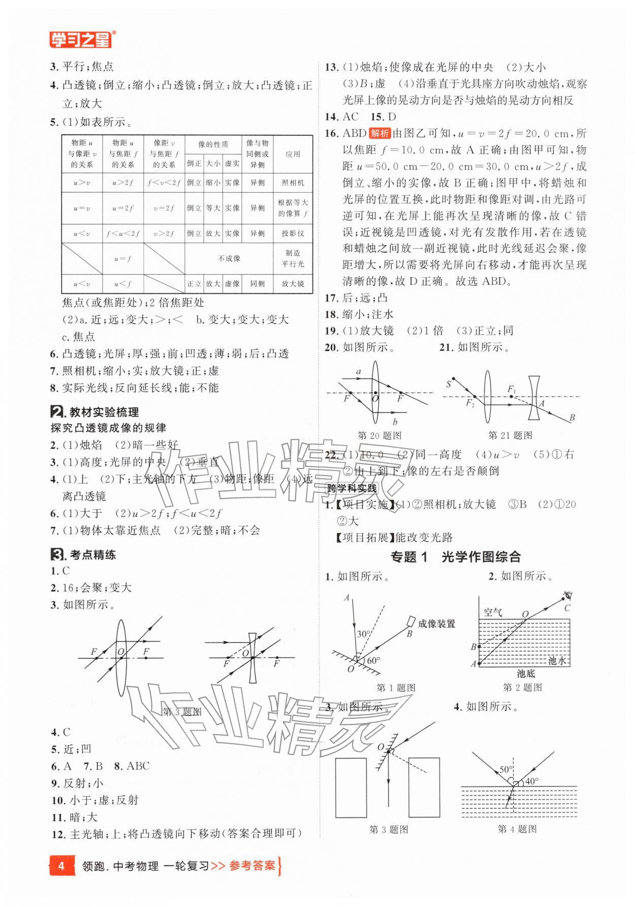 2026年领跑中考1轮总复习教材考点全梳理物理辽宁专版&nbsp;参考答案第4页
