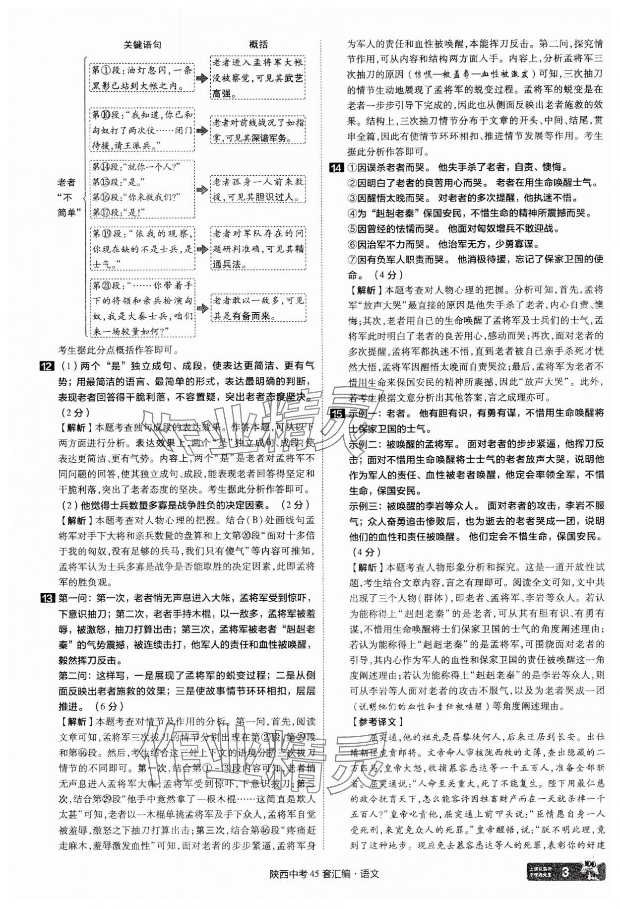 2025年金考卷45套匯編語文陜西專版 參考答案第3頁