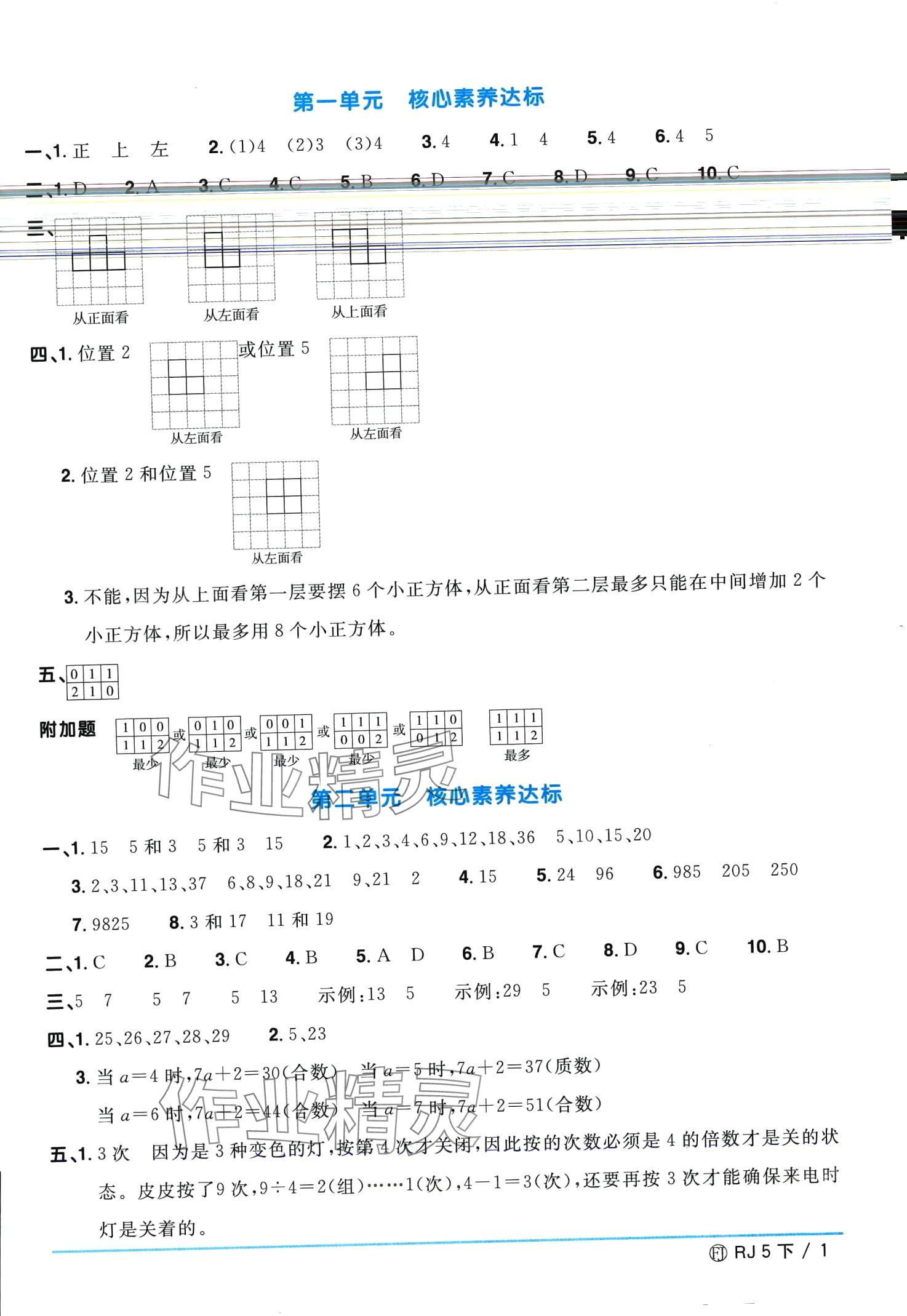 2024年陽光同學(xué)一線名師全優(yōu)好卷五年級(jí)數(shù)學(xué)下冊(cè)人教版福建專版 第1頁(yè)