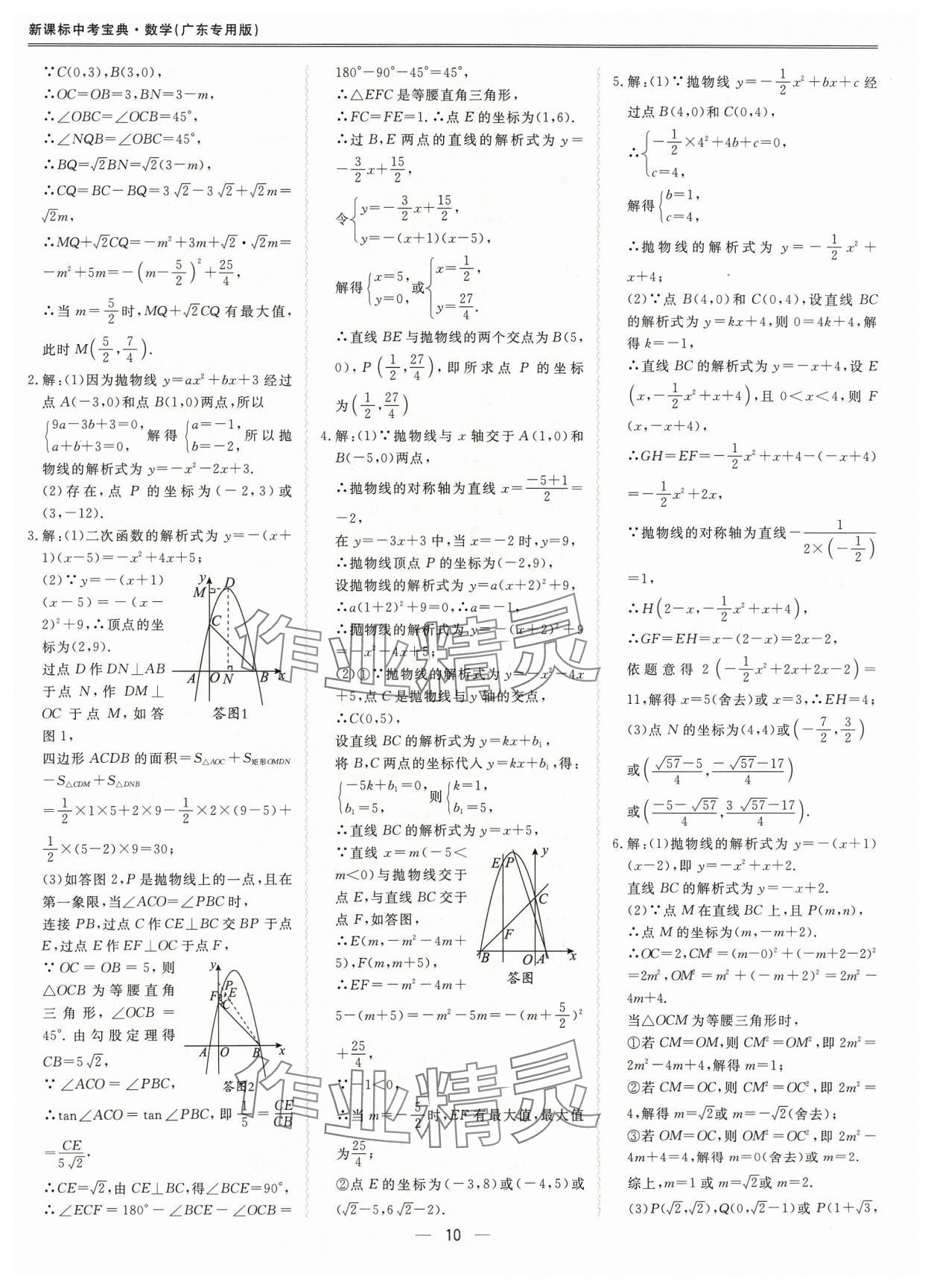 2024年新课标中考宝典数学广东专版 参考答案第10页