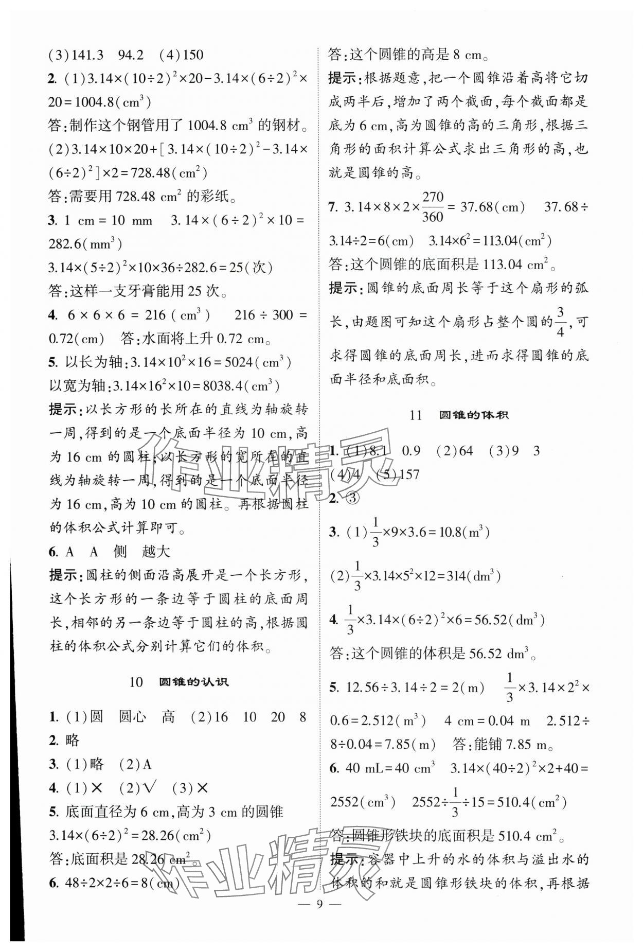 2025年經(jīng)綸學(xué)典提高班六年級(jí)數(shù)學(xué)下冊(cè)人教版 參考答案第9頁(yè)