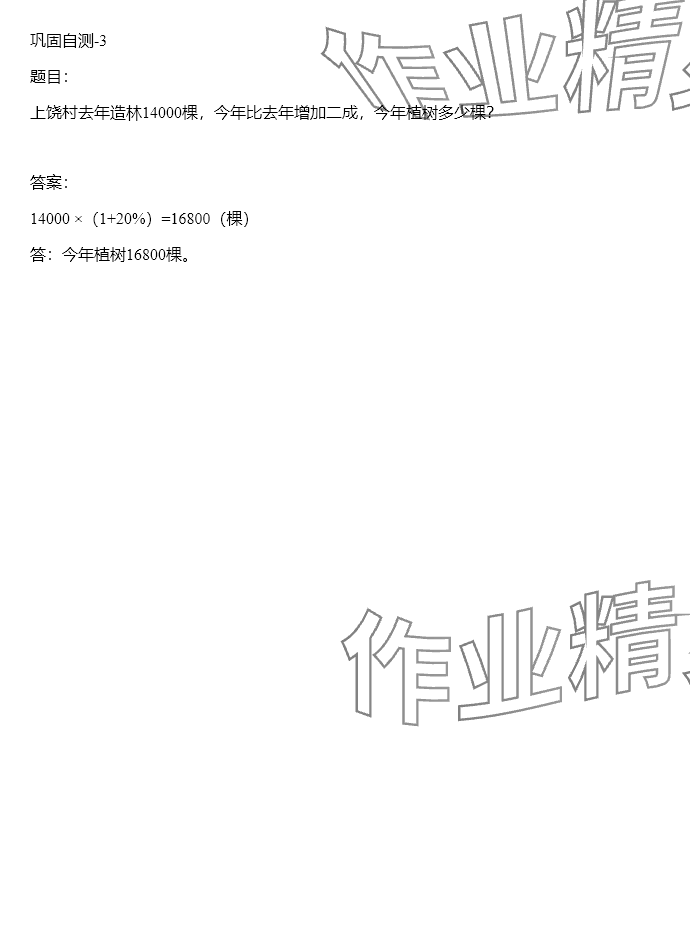 2024年同步实践评价课程基础训练六年级数学下册人教版 参考答案第52页