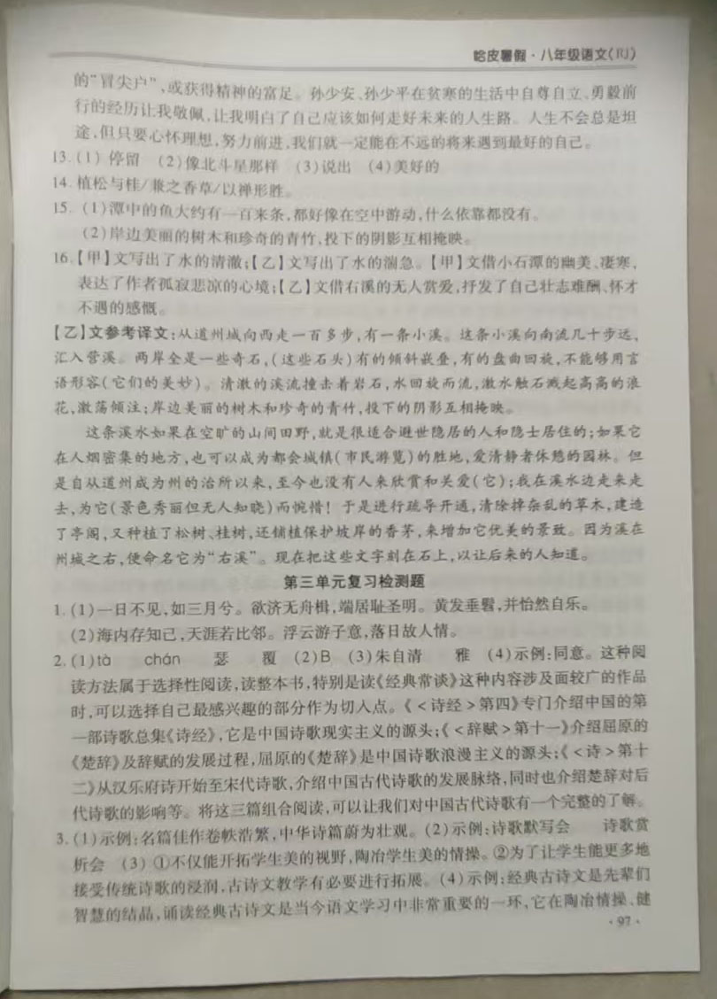 2025年哈皮暑假八年級語文合肥工業(yè)大學(xué)出版社 參考答案第5頁