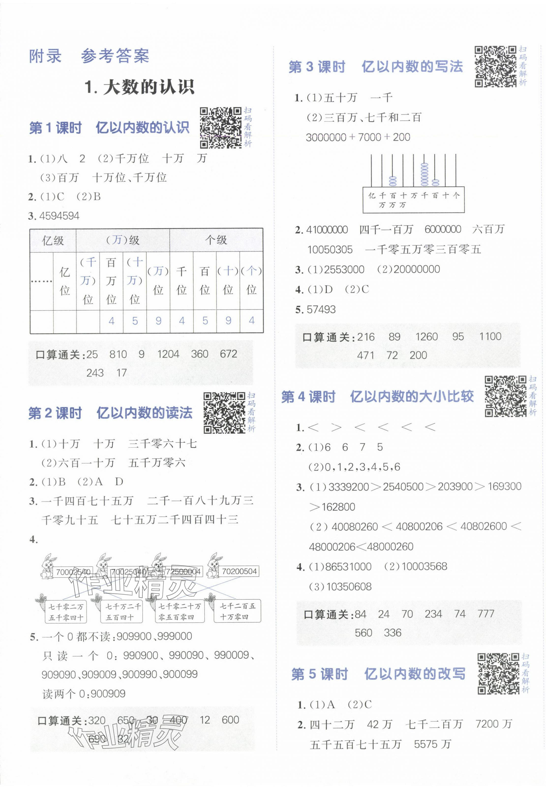 2024年陽光計劃小學同步四年級數(shù)學上冊人教版 第1頁