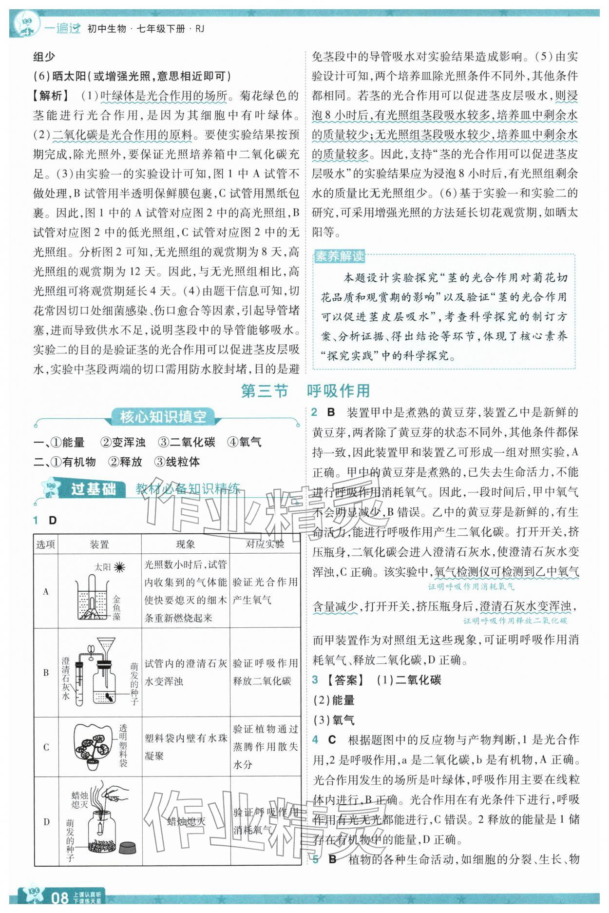 2026年一遍过七年级生物下册人教版&nbsp;第10页