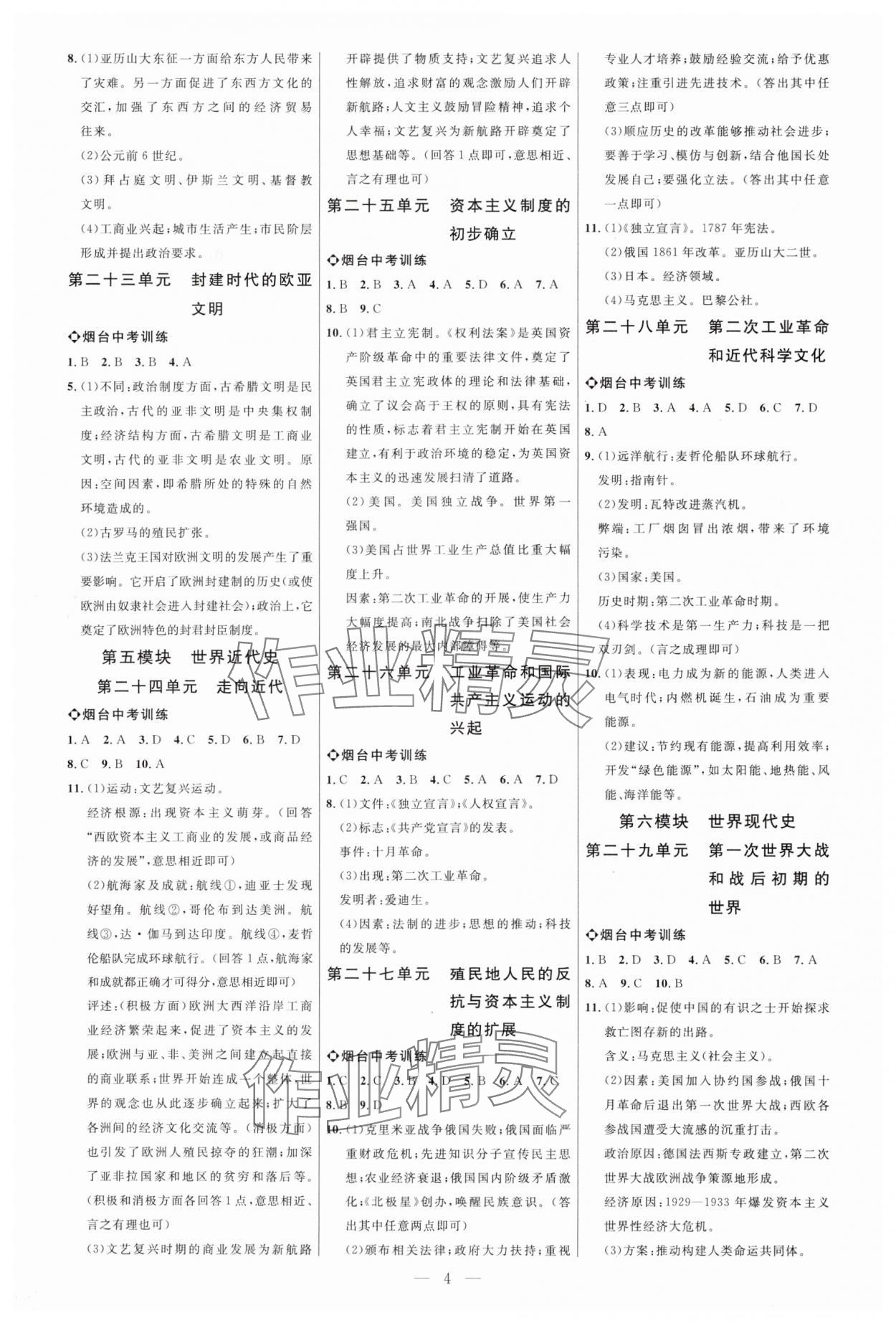 2025年全程导航初中总复习历史人教版烟台专版 第4页