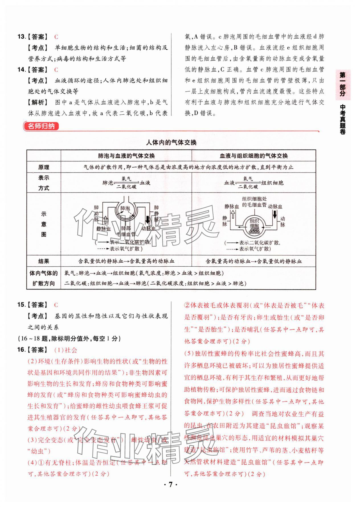 2025年晉一中考山西真題生物 參考答案第7頁