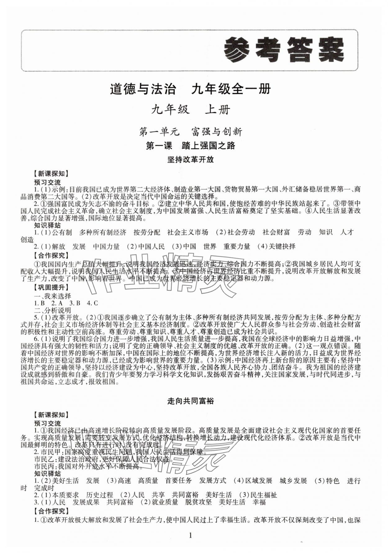 2023年智慧學(xué)習(xí)導(dǎo)學(xué)練九年級(jí)道德與法治全一冊(cè)人教版 第1頁