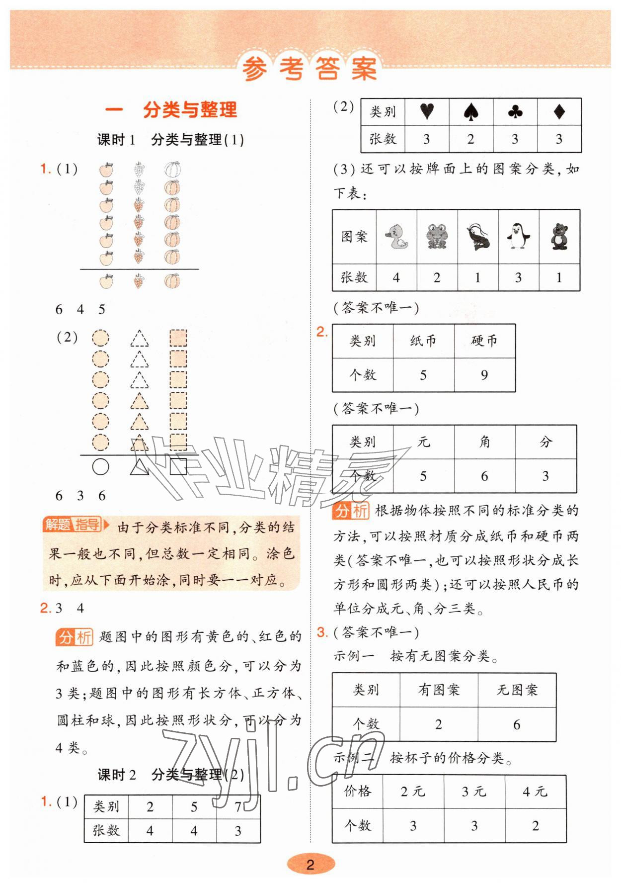 2026年黄冈同步训练二年级数学上册人教版&nbsp;参考答案第1页
