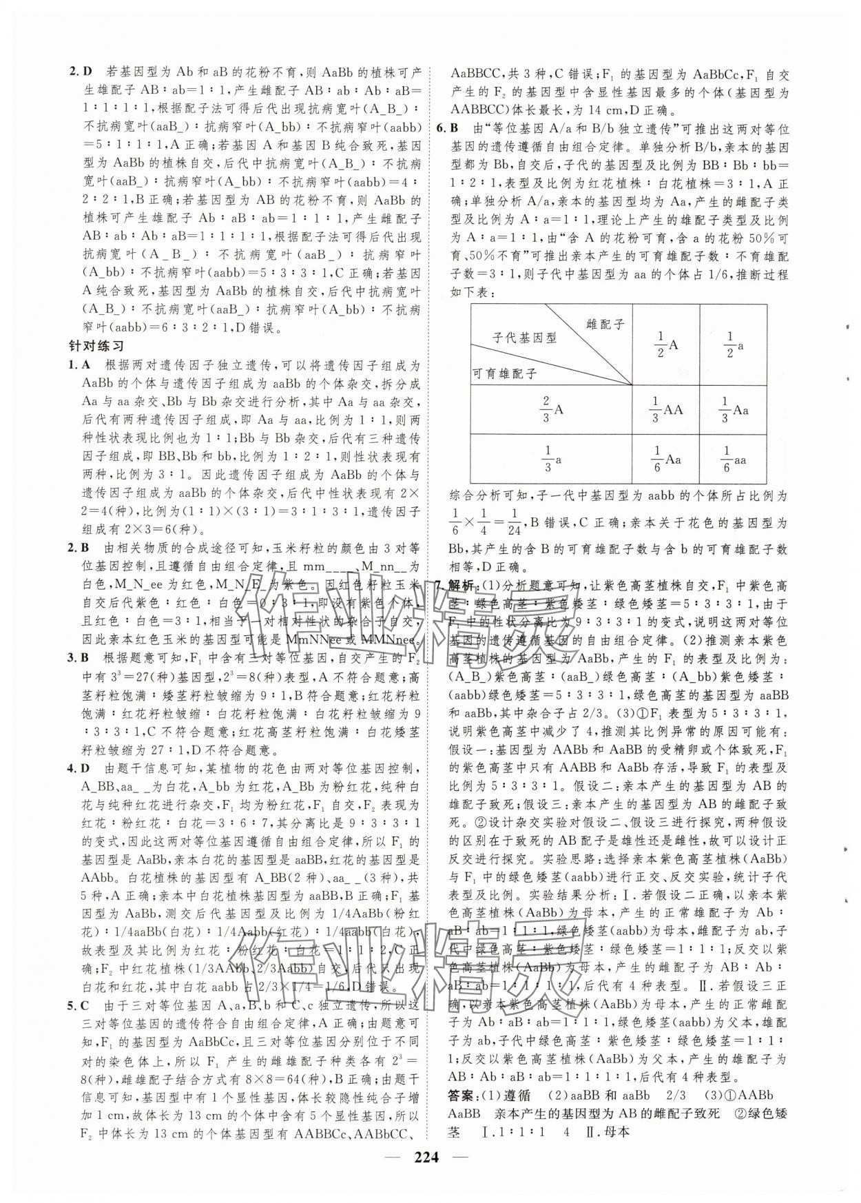 2024年三維設計生物必修2遺傳與進化 參考答案第8頁