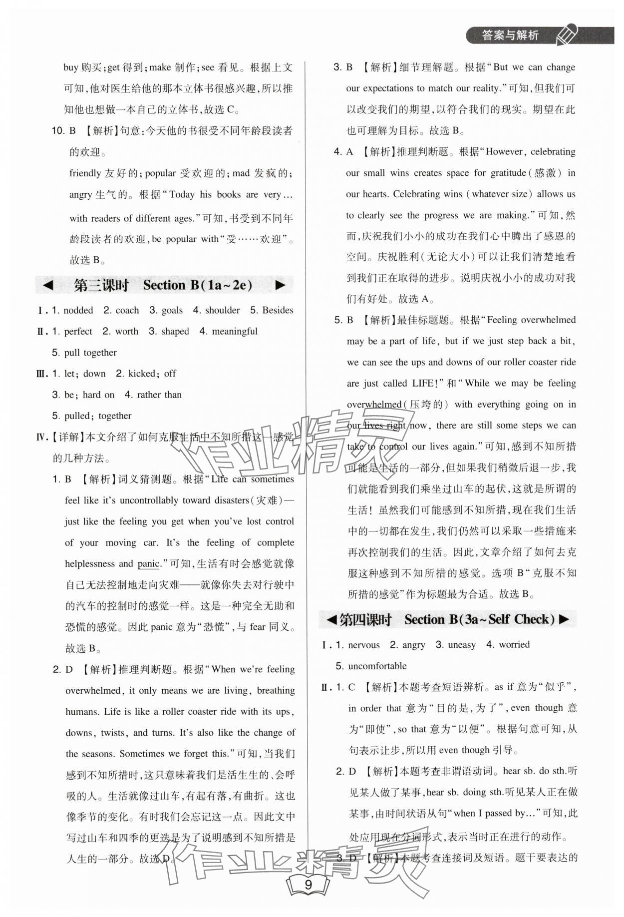 2025年北大綠卡九年級英語下冊人教版&nbsp;參考答案第9頁