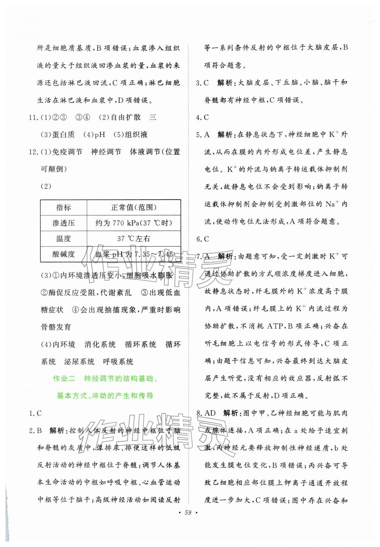 2026年寒假作业未来出版社高二生物&nbsp;参考答案第2页