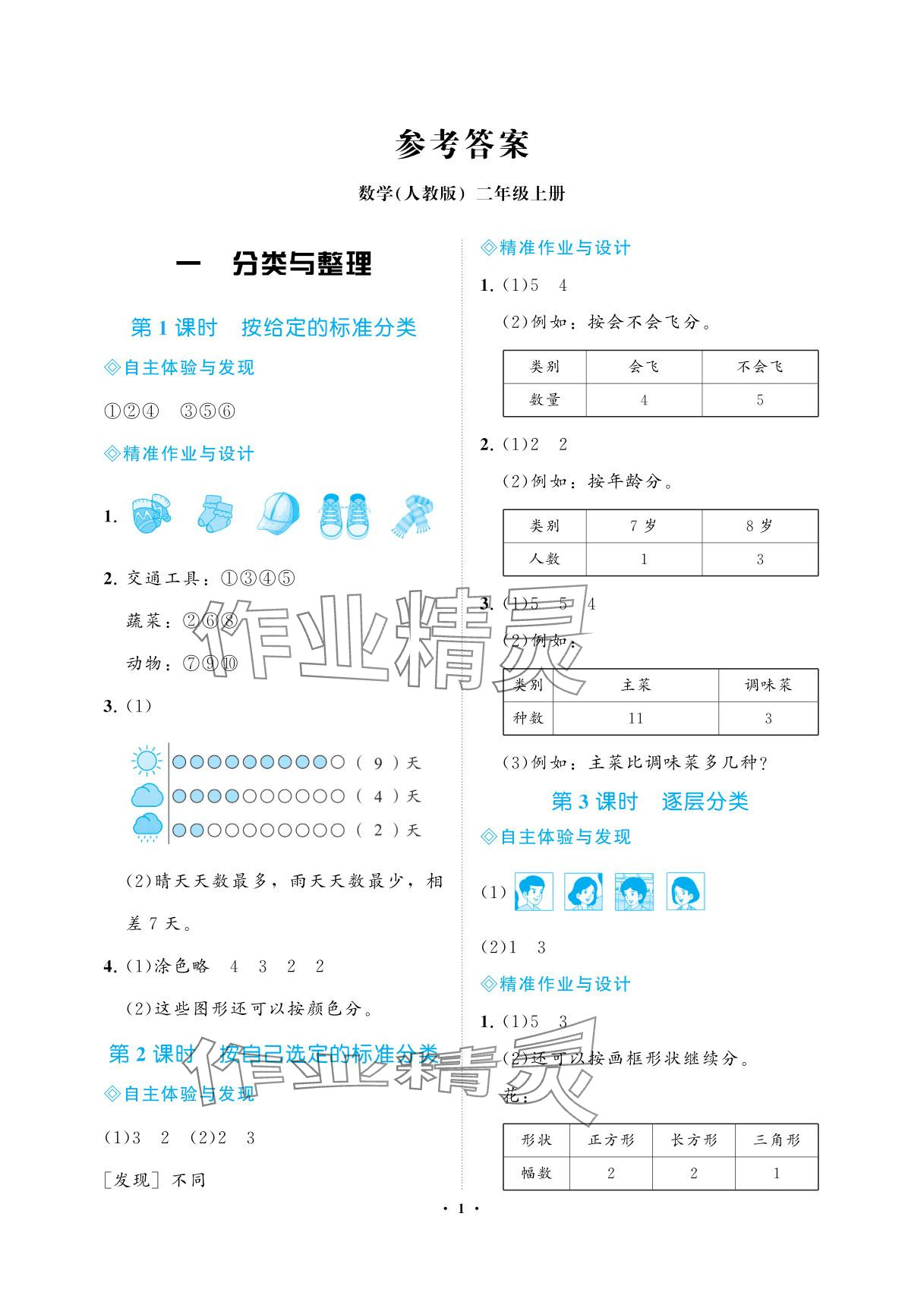 2025年新课程学习指导海南出版社二年级数学上册人教版 参考答案第1页