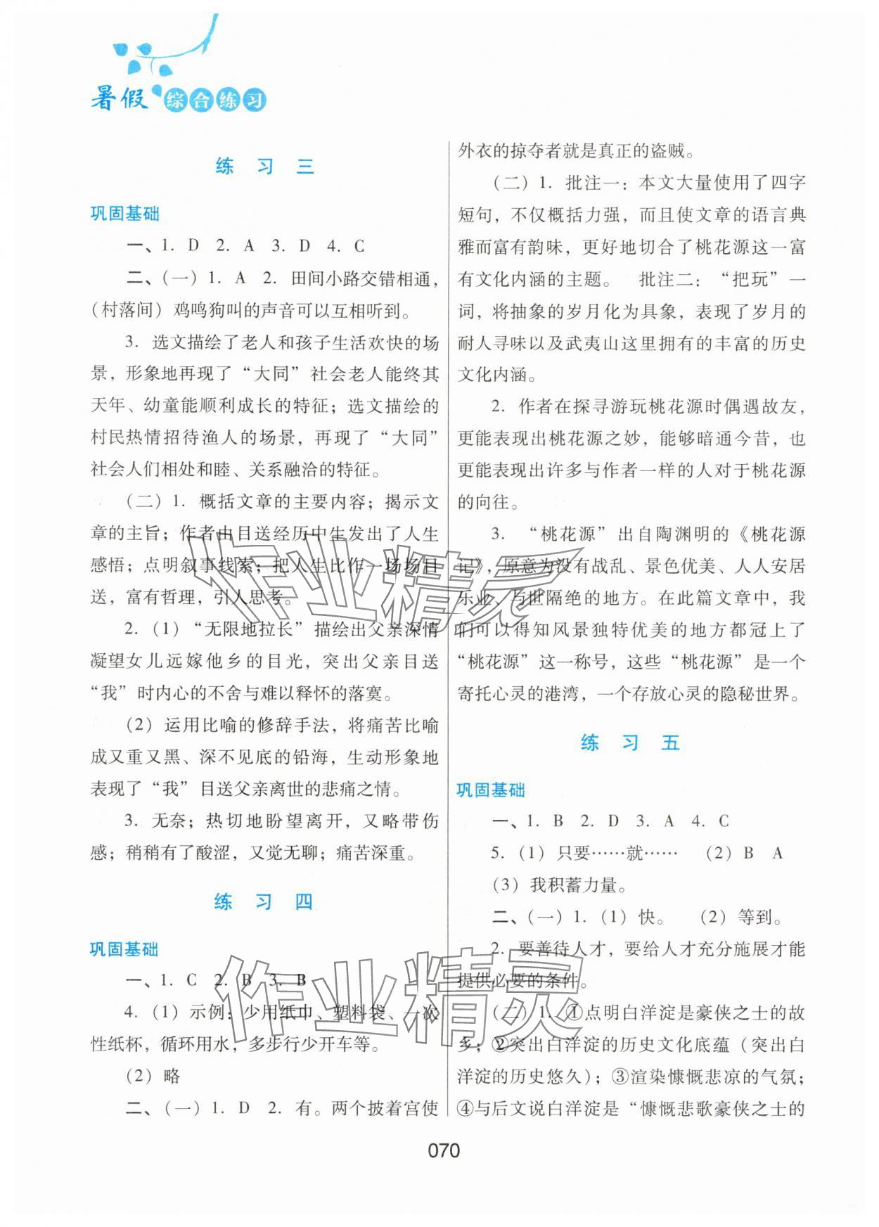 2025年暑假综合练习河北人民出版社八年级语文人教版 第2页