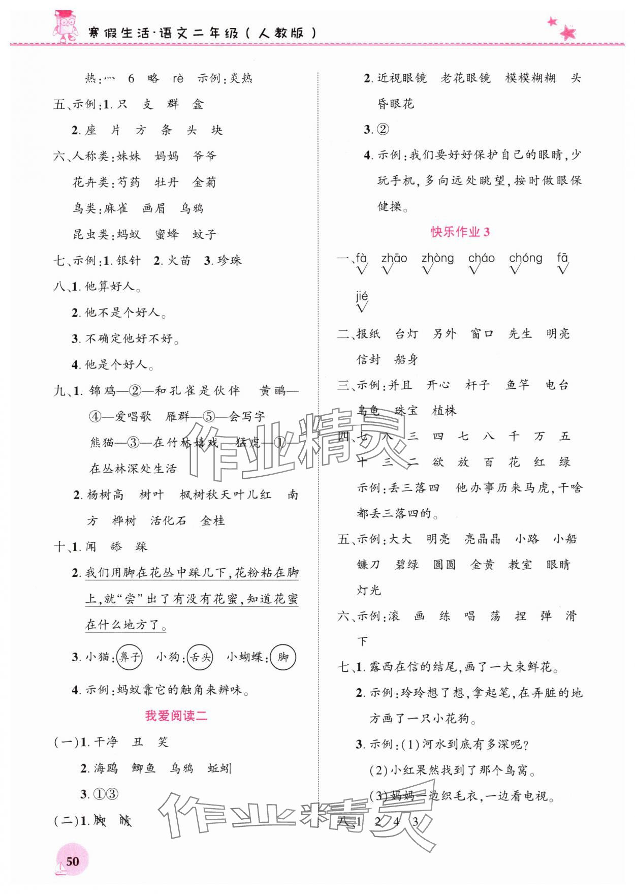 2025年寒假生活河南教育电子音像出版社二年级语文人教版 第2页
