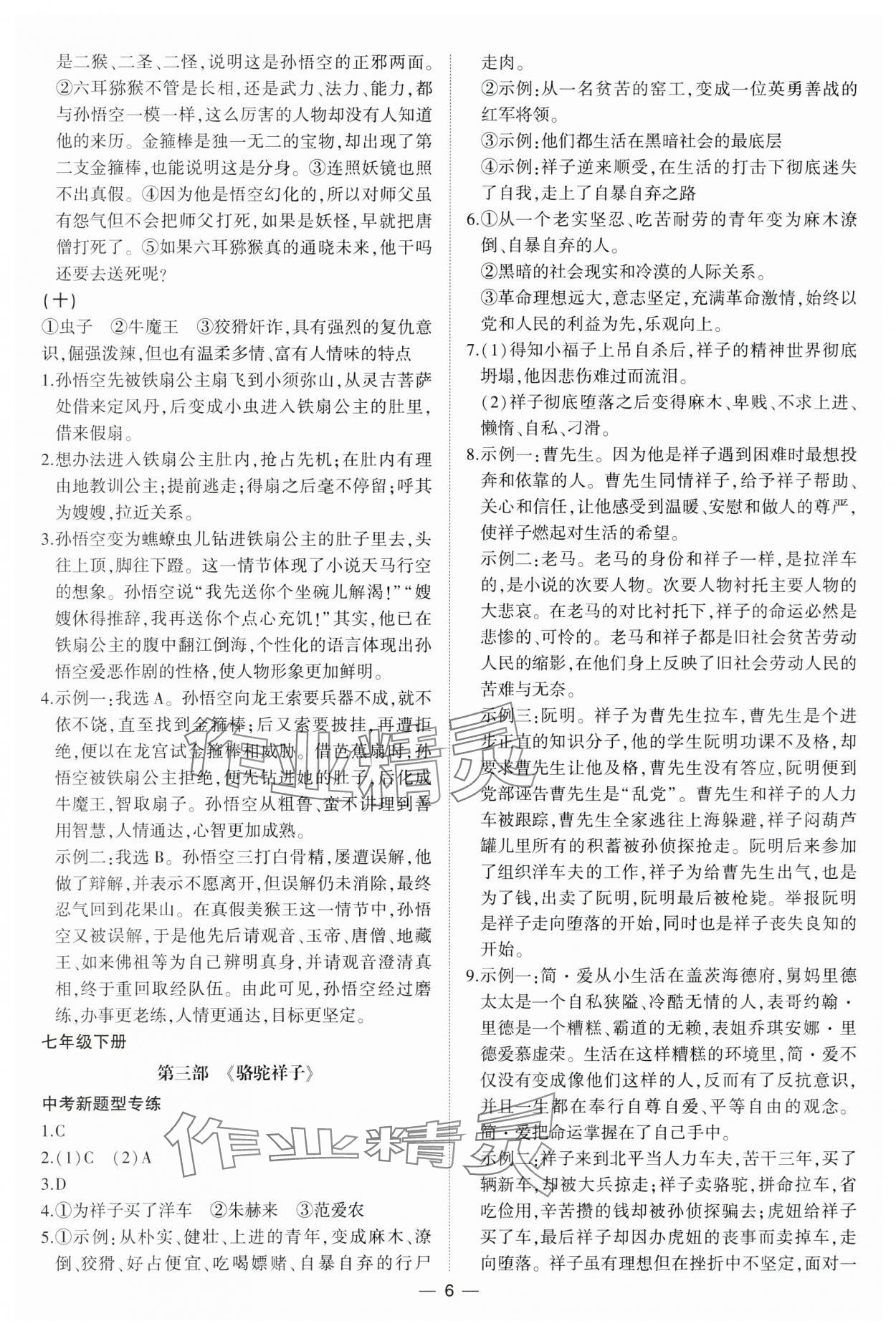 2023年一本到位名著精讀精練中考版 參考答案第6頁