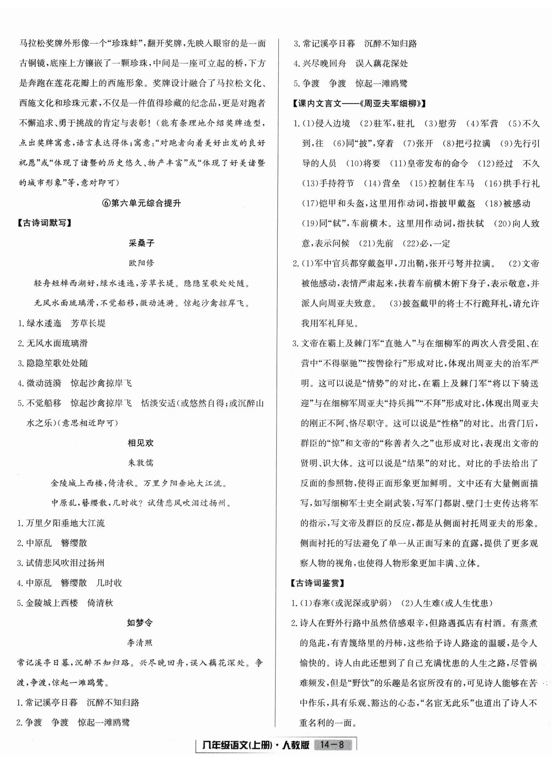 2025年浙江新期末八年級(jí)語(yǔ)文上冊(cè)人教版&nbsp;參考答案第8頁(yè)