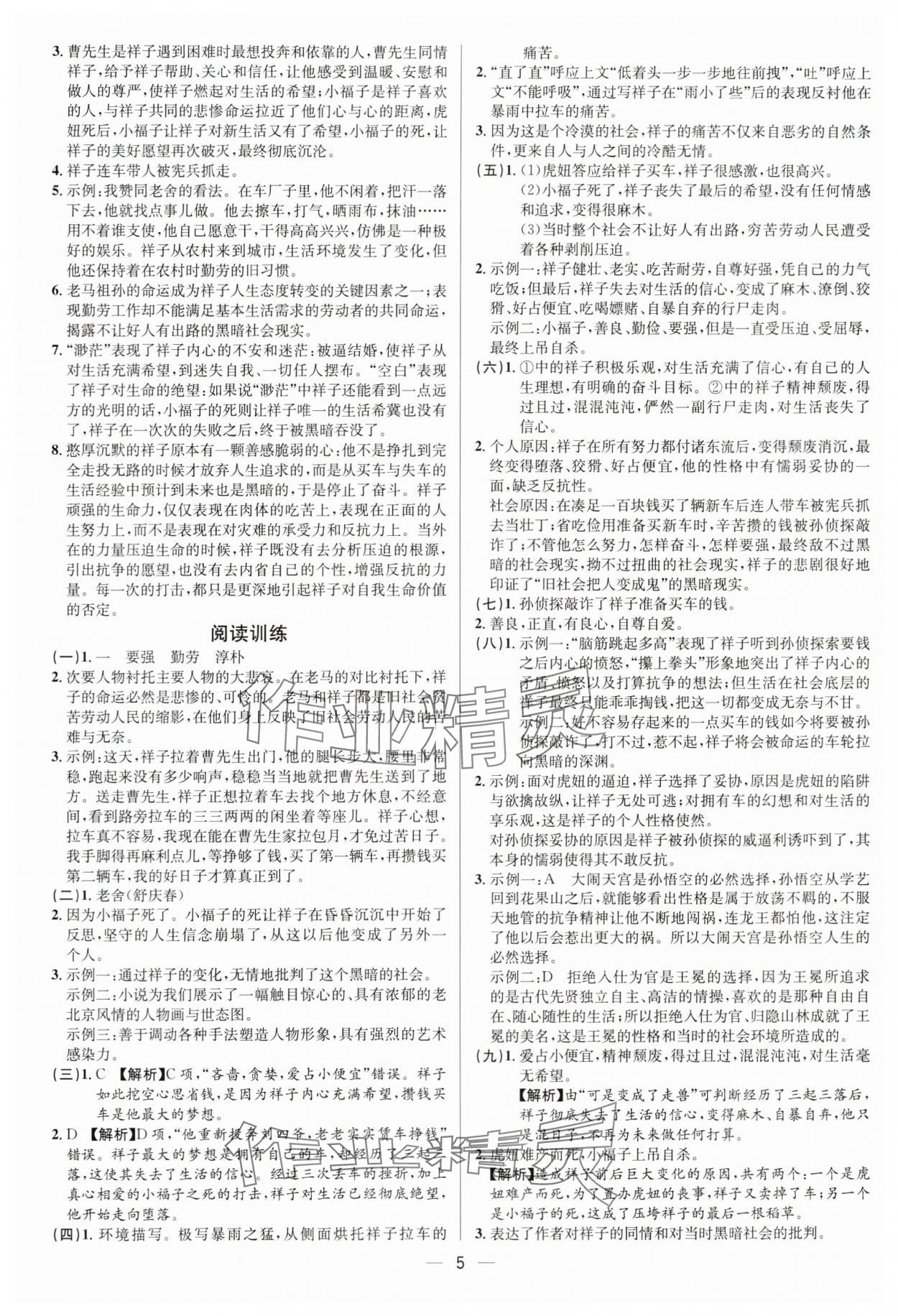 2024年啄木鳥閱讀中考名著導(dǎo)讀語文中考人教版 參考答案第5頁