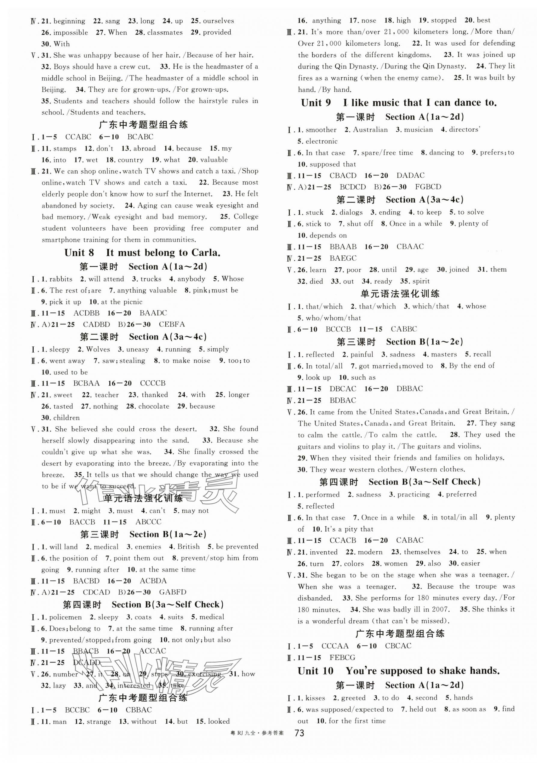 2024年名校课堂九年级英语全一册人教版广东专版 第17页