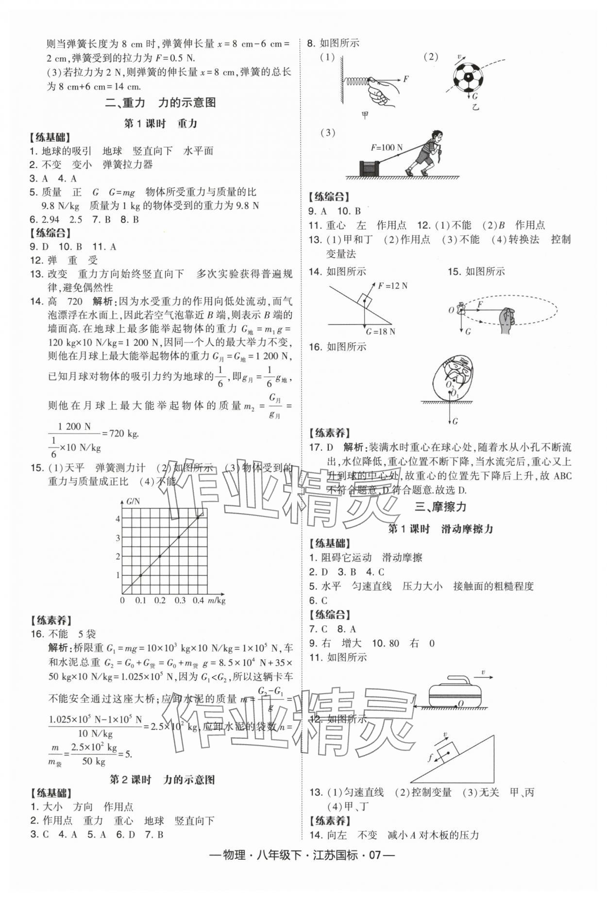 2024年经纶学典课时作业八年级物理下册苏科版 参考答案第7页