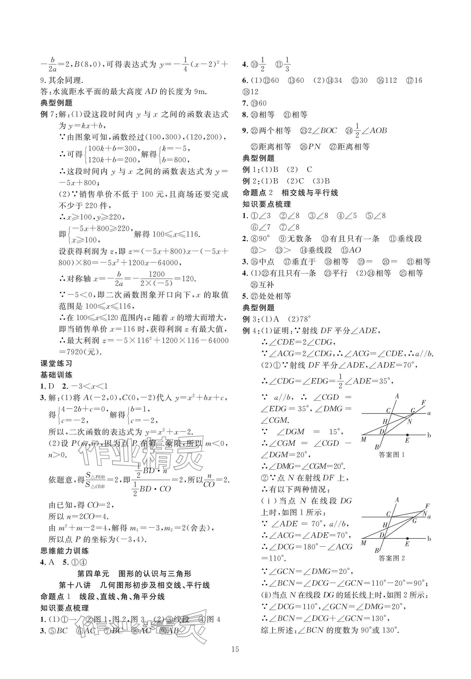 2025年復習直通車中考數(shù)學沖刺北師大版 參考答案第15頁