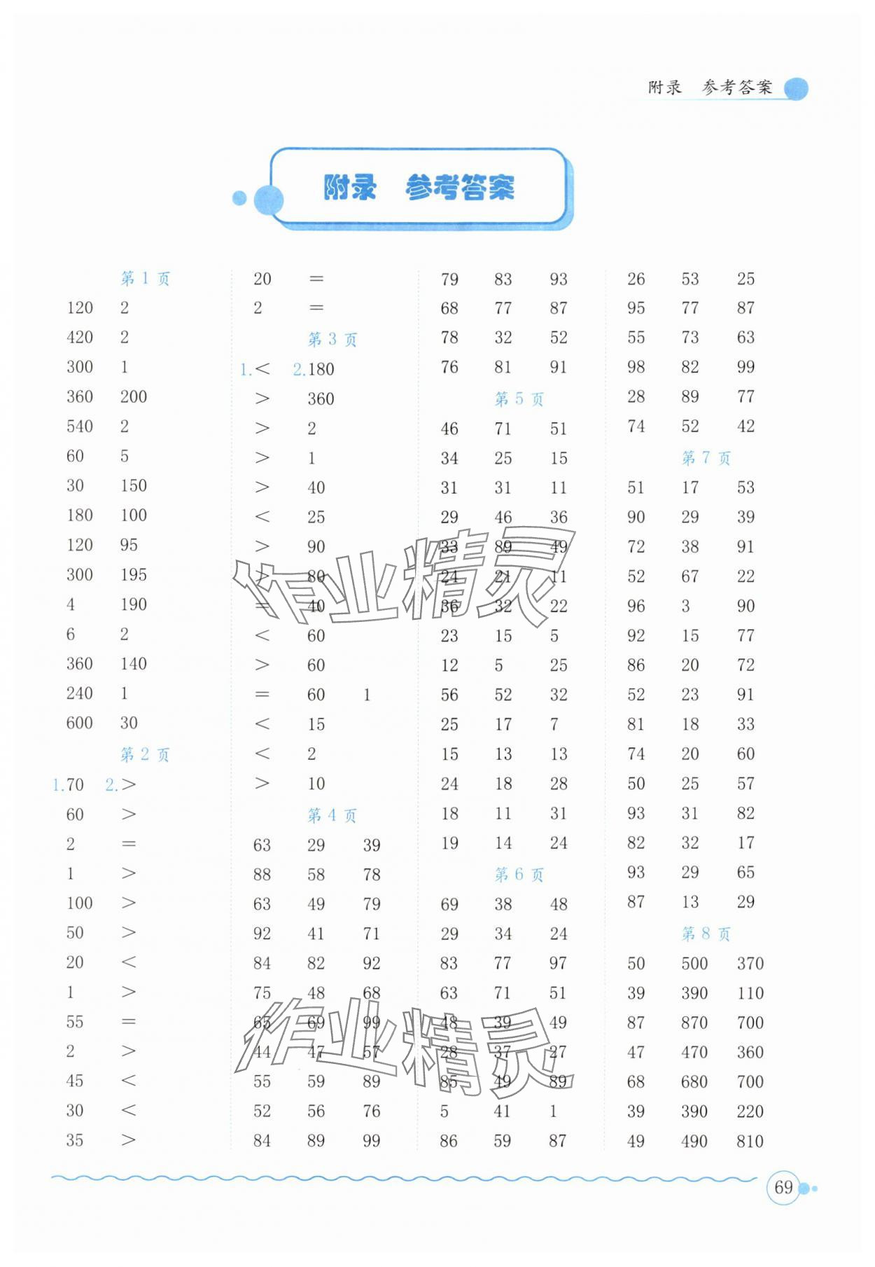 2024年黄冈小状元口算速算练习册三年级数学上册人教版广东专版 第1页