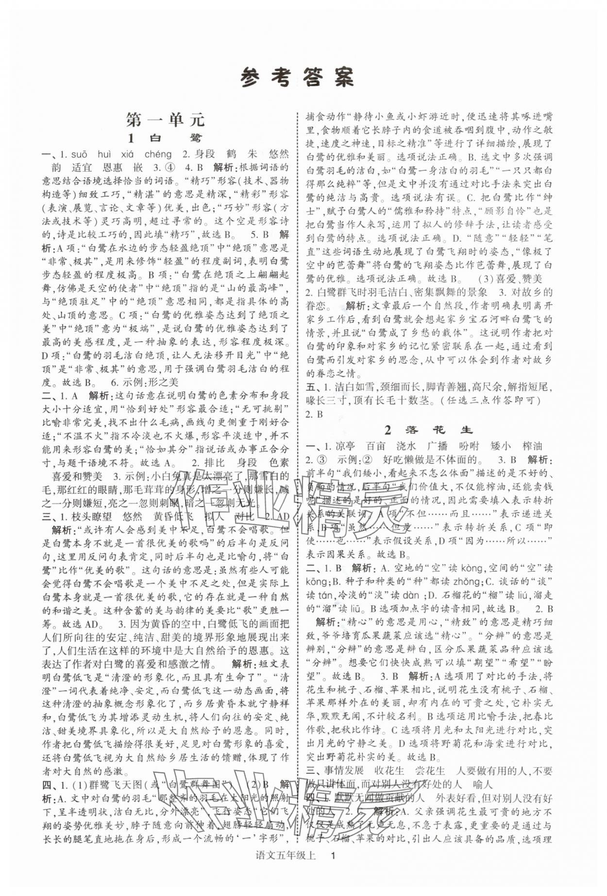2025年經(jīng)綸學(xué)典提高班五年級(jí)語(yǔ)文上冊(cè)人教版 參考答案第1頁(yè)