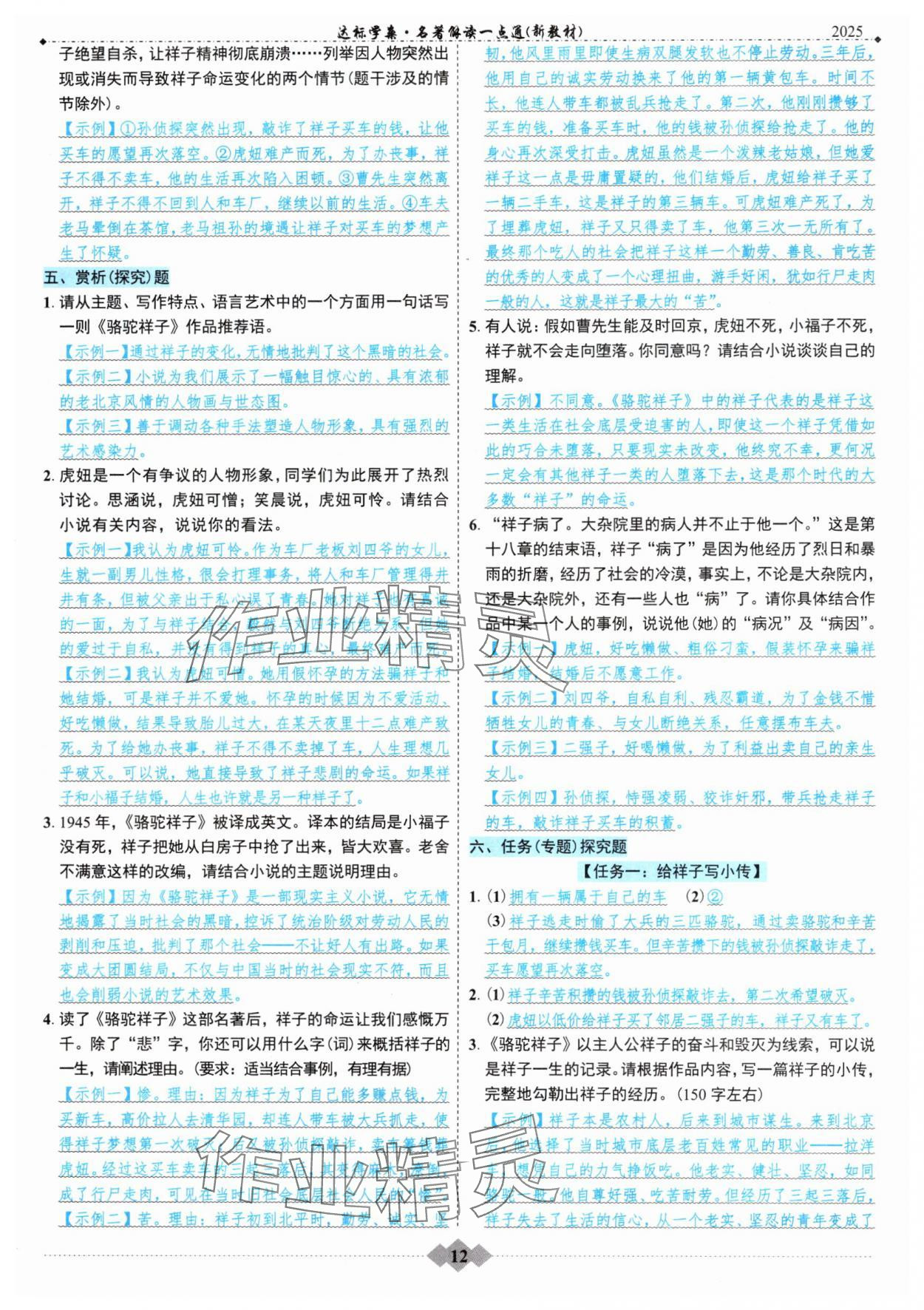2025年達標(biāo)學(xué)案名著解讀一點通中考版 參考答案第11頁