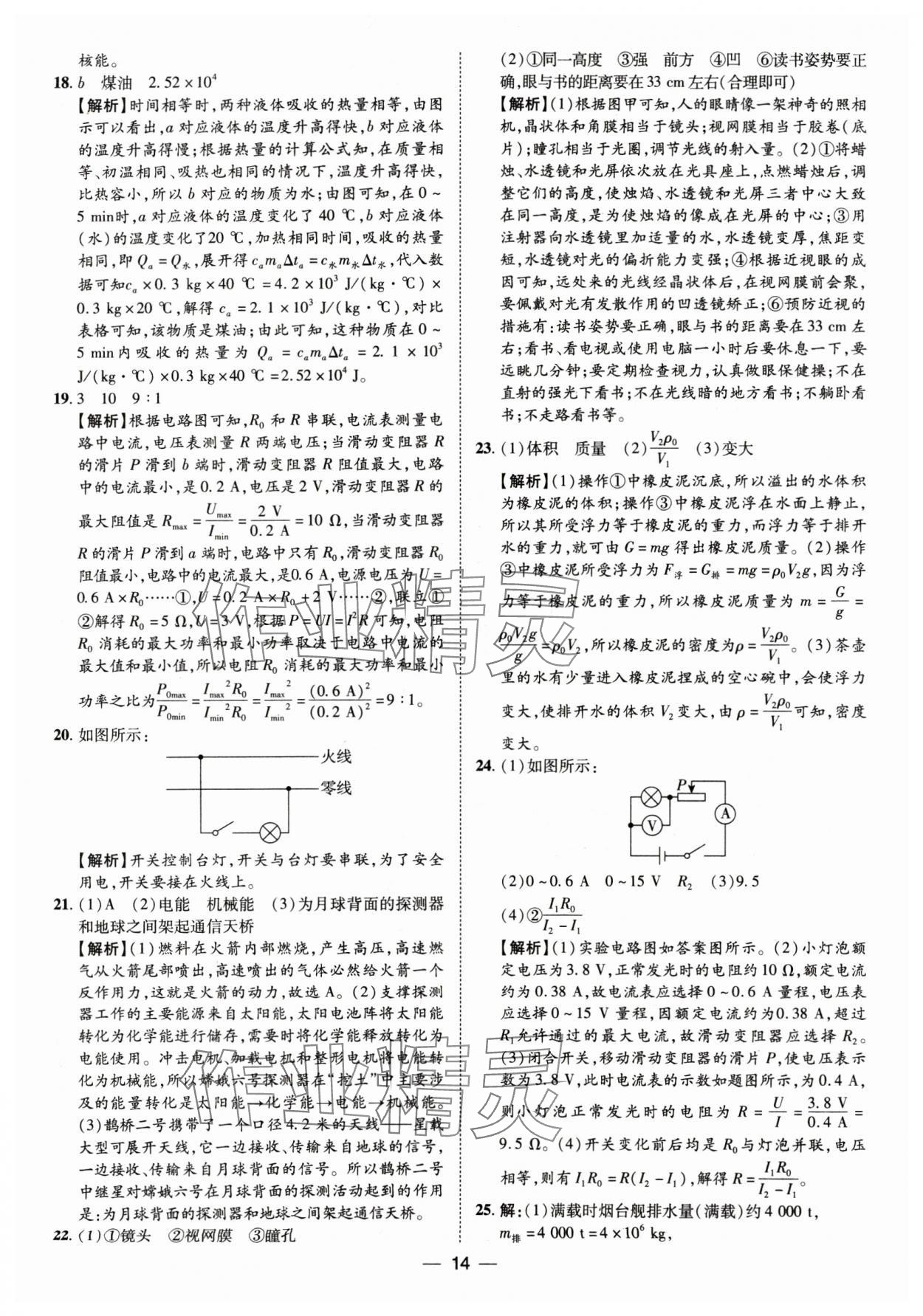 2025年鲁人泰斗中考必备中考试题汇编物理山东专版&nbsp;参考答案第14页