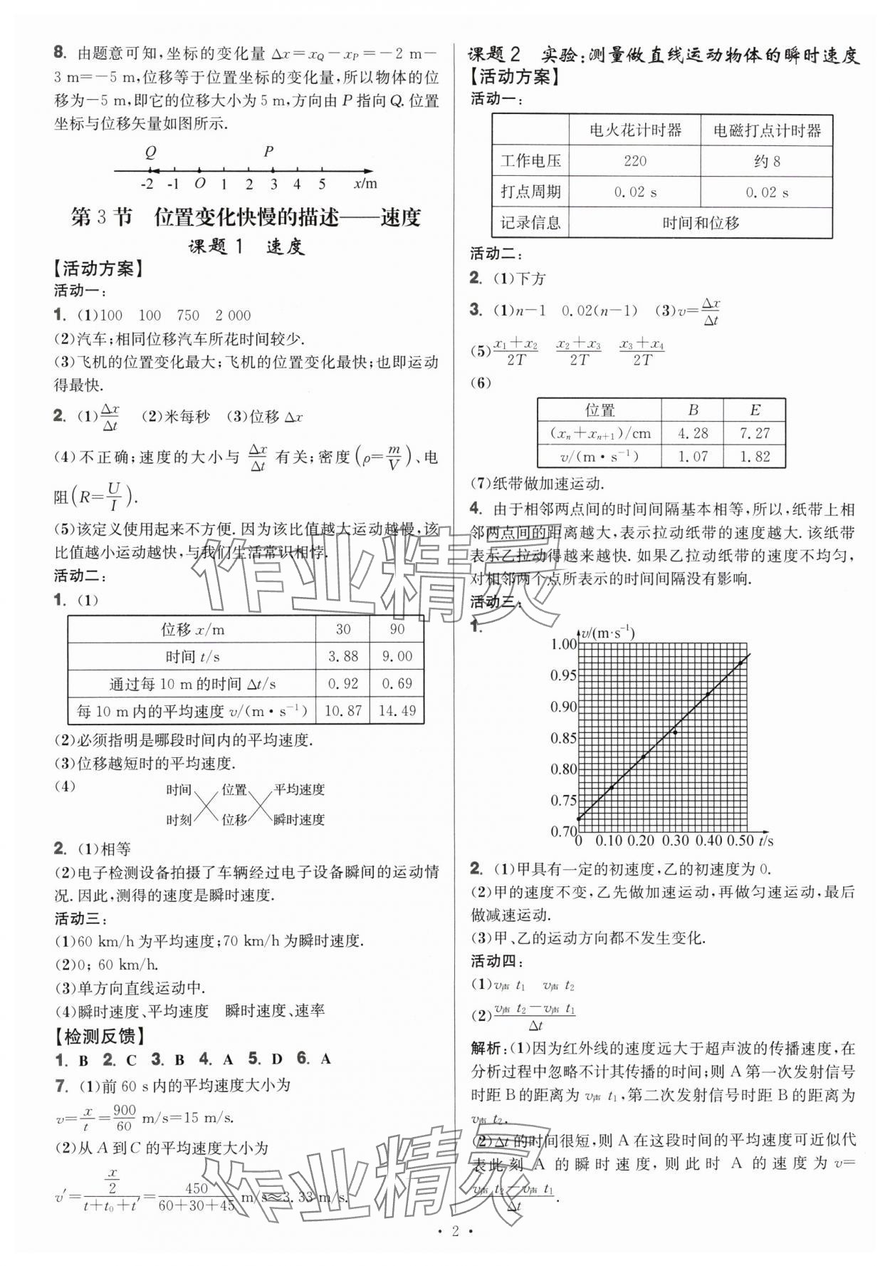 2024年活動單導學課程高中物理必修第一冊人教版 第2頁